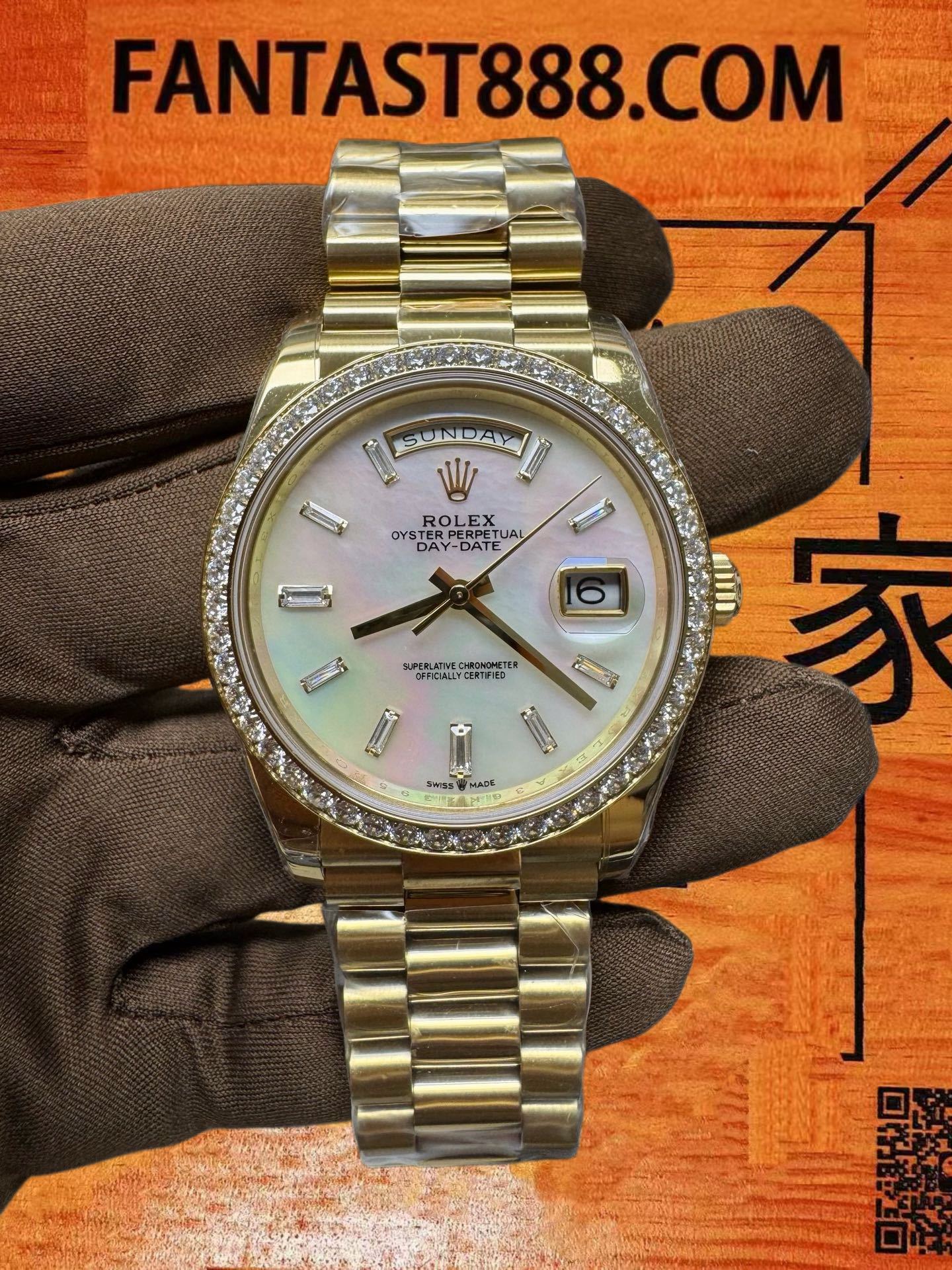 高仿勞力士-星期日曆型228348-配重版-貝母鑽圈-40mm-3255機