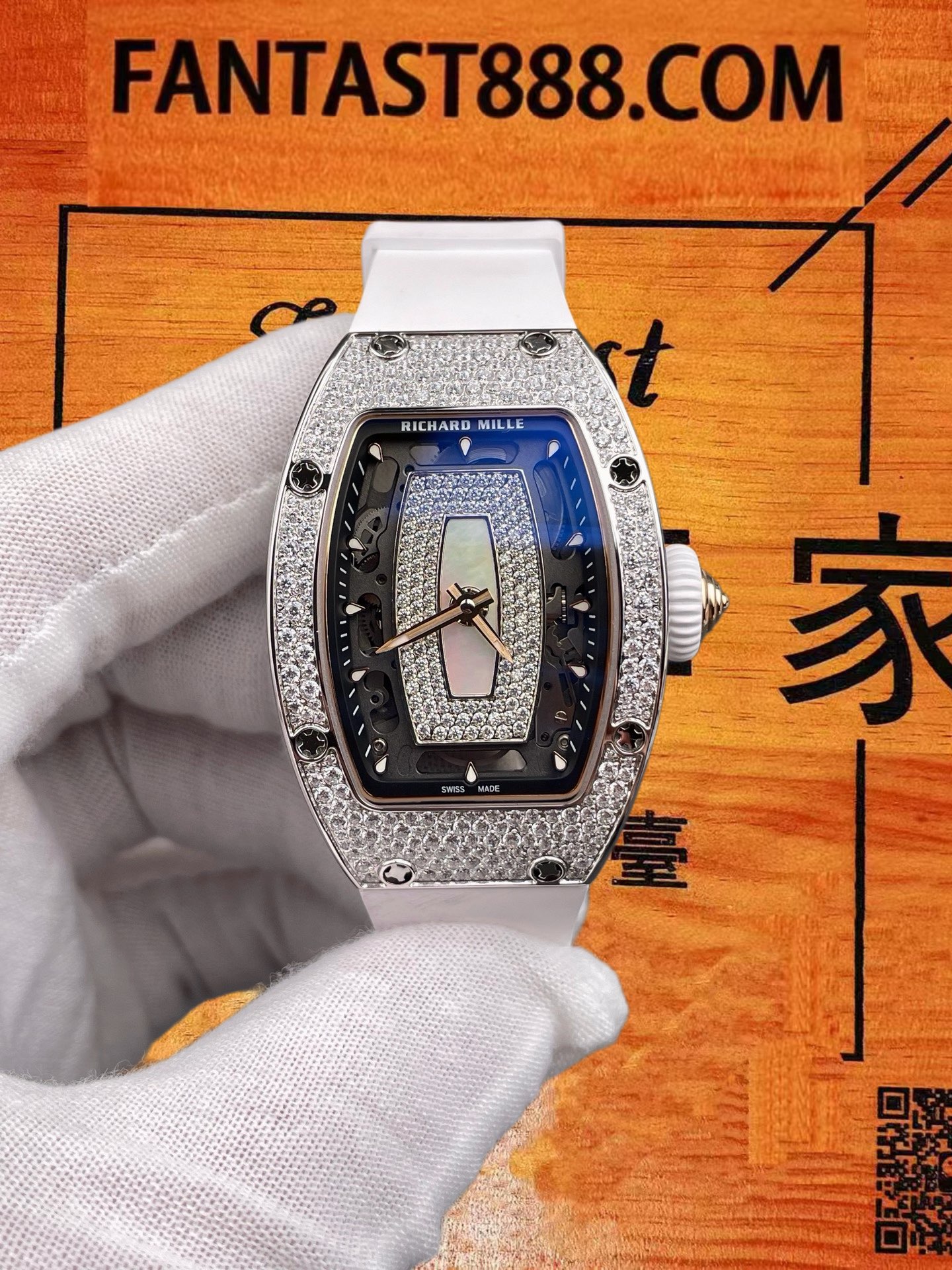 高仿理查德米勒-RM07-01-雪花鑽貝母盤-45mm-CRMA2機 實拍 1