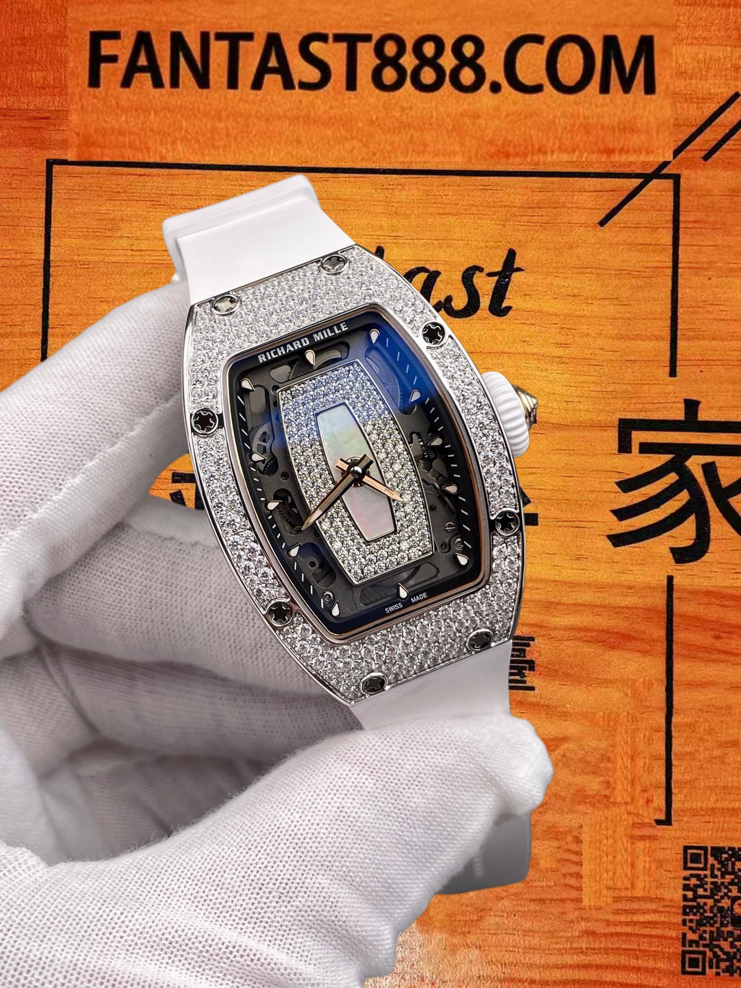 高仿理查德米勒-RM07-01-雪花鑽貝母盤-45mm-CRMA2機 實拍 2