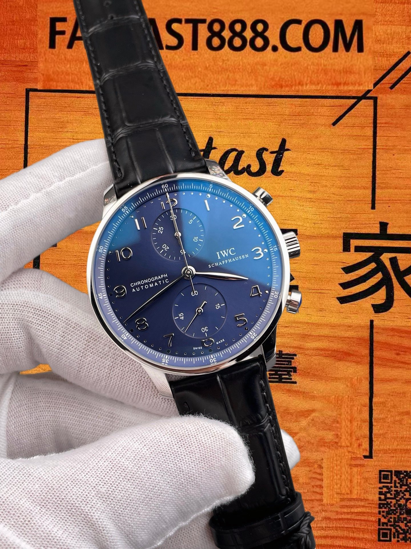 高仿IWC萬國-葡萄牙計時-藍盤密底-41mm-ZF廠 實拍 2