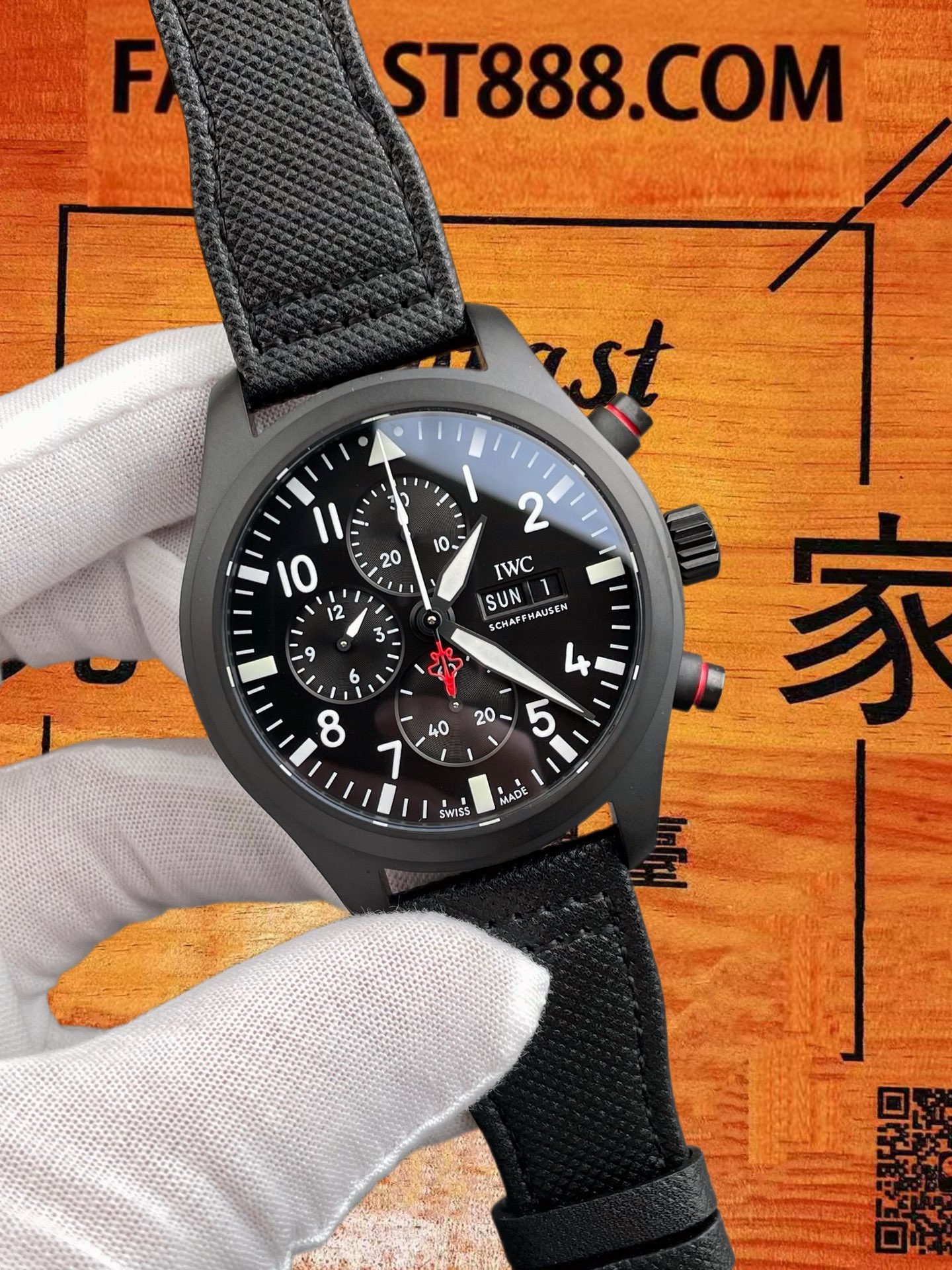 高仿IWC萬國-飛行員計時TopGun-黑陶瓷-44.5mm-V3版 實拍 2