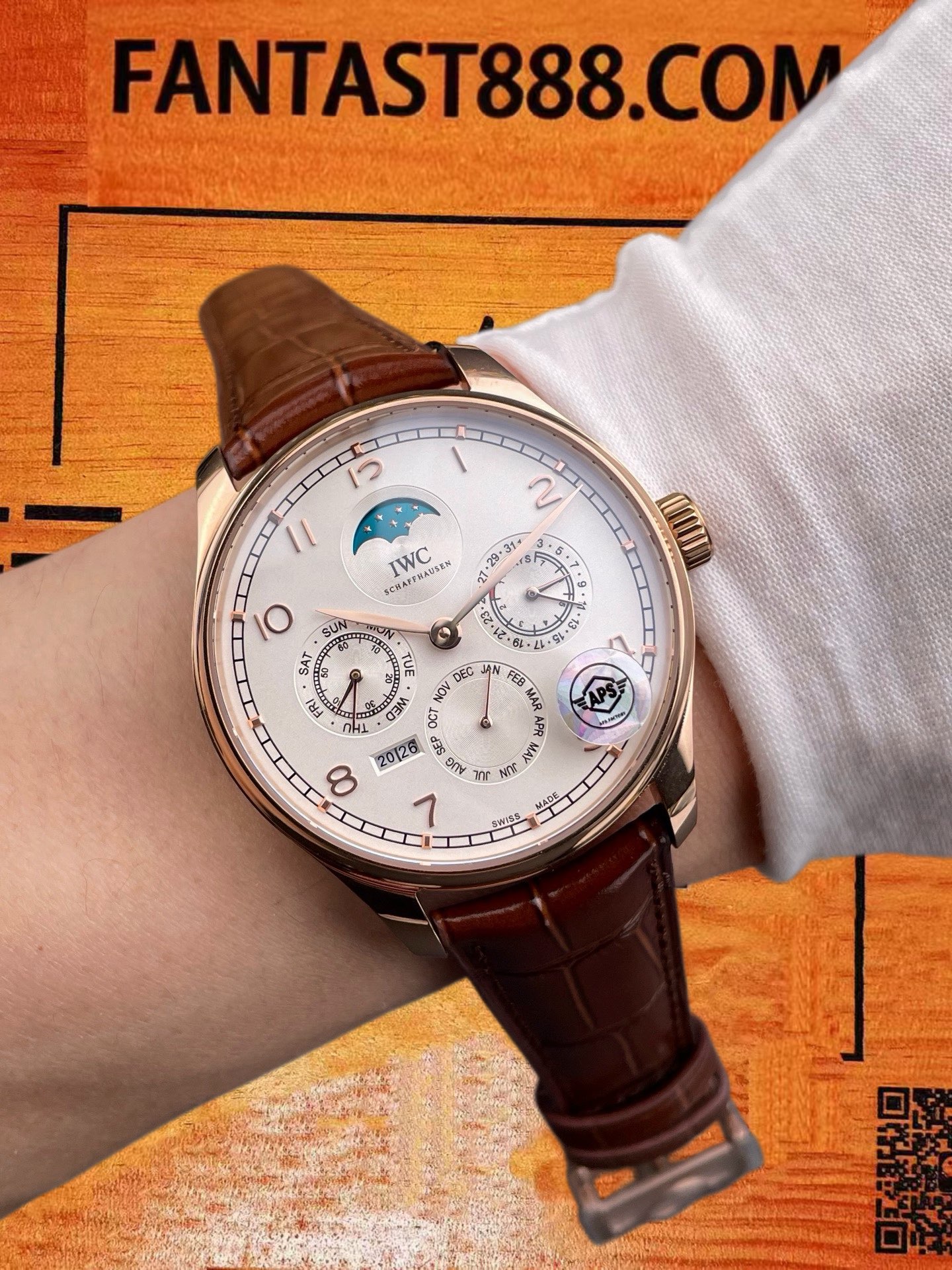 高仿IWC萬國-葡萄牙萬年曆-白盤玫瑰金-42mm-APS廠 實拍 8