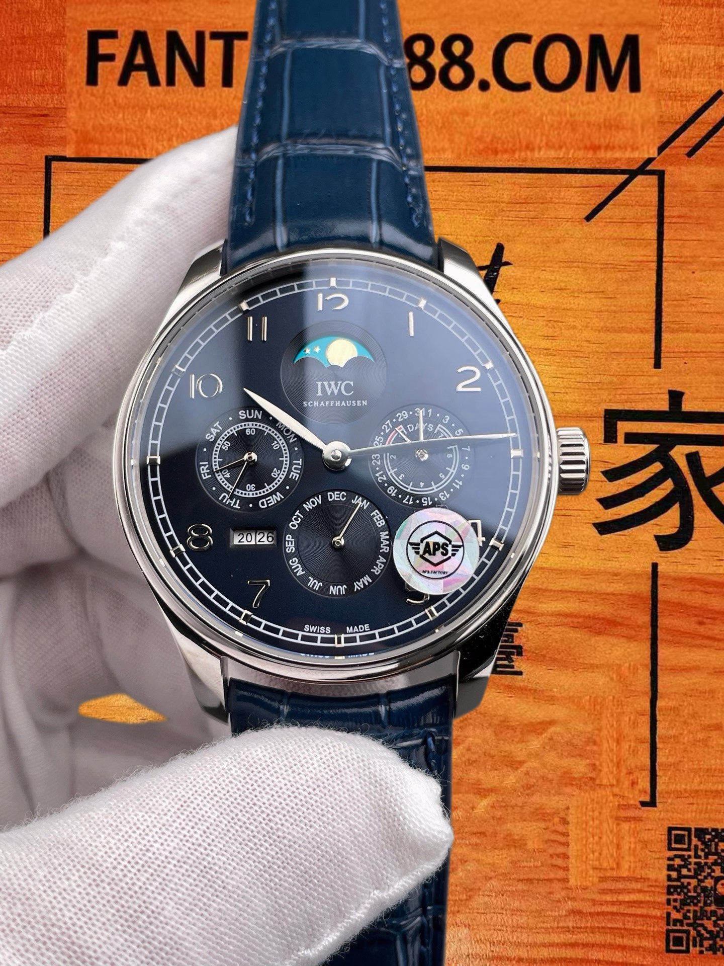 高仿IWC萬國-葡萄牙萬年曆-藍盤鋼殼-42mm-APS廠 實拍 3