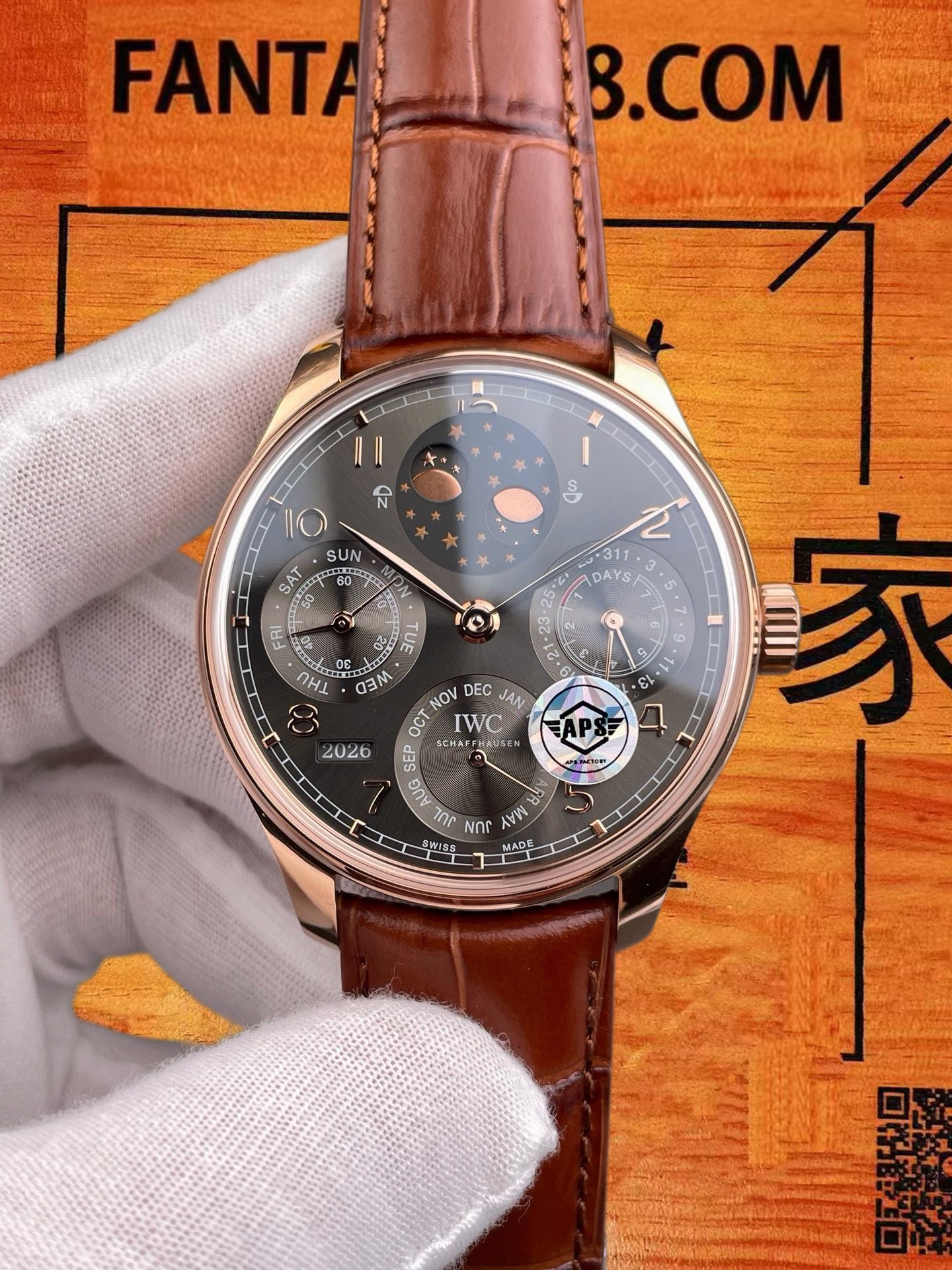 高仿IWC萬國-葡萄牙萬年曆-灰盤玫瑰金-42mm-APS廠 實拍 3