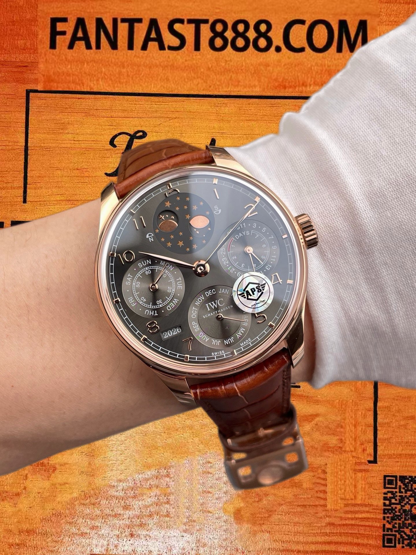 高仿IWC萬國-葡萄牙萬年曆-灰盤玫瑰金-42mm-APS廠 實拍 9