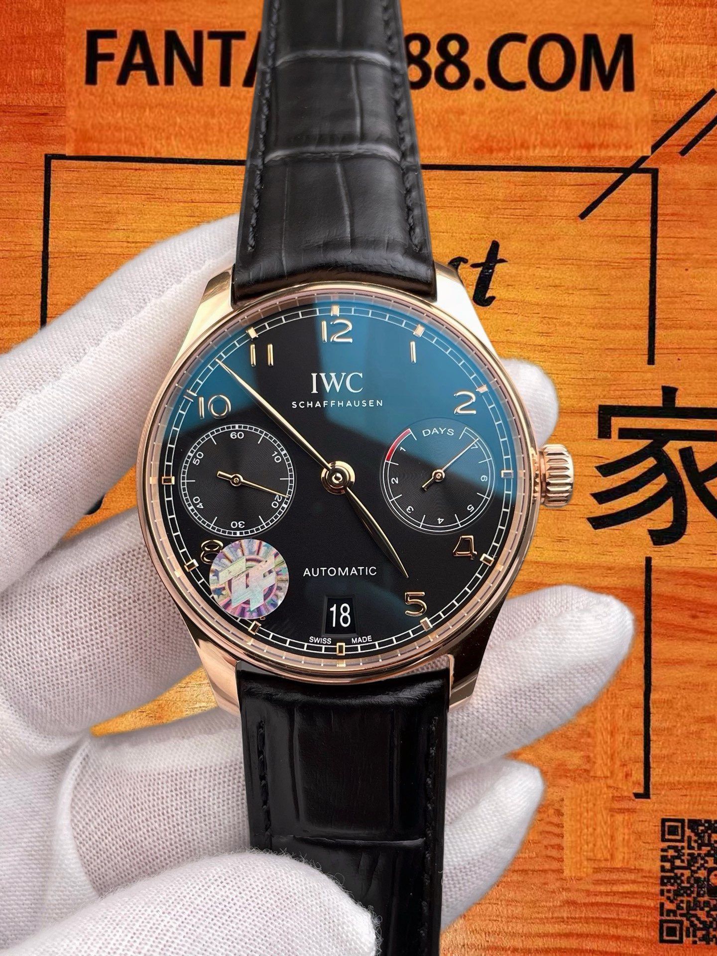 高仿IWC萬國-葡萄牙七日鏈-黑金玫瑰金-42mm-ZF廠 實拍 1