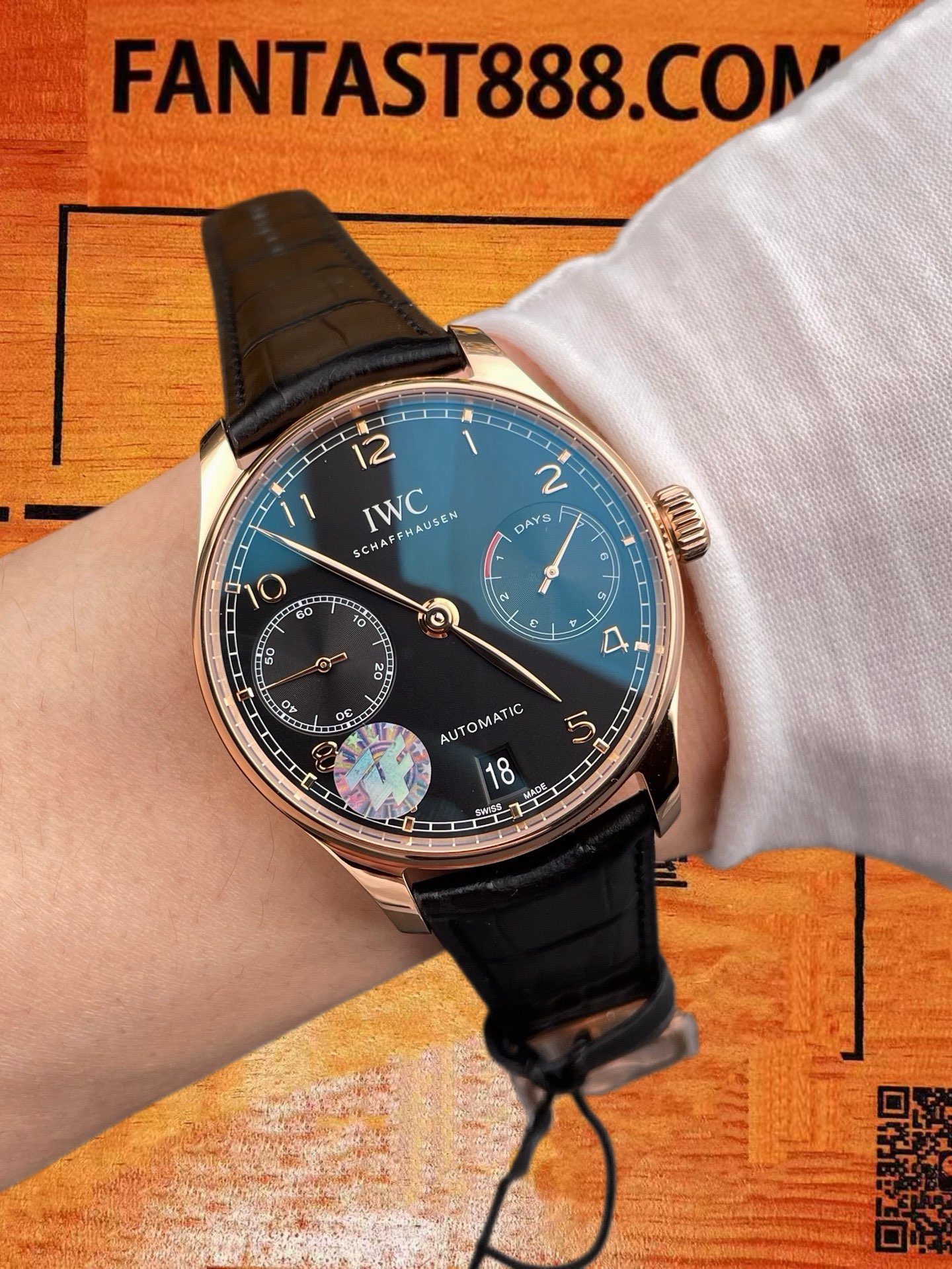 高仿IWC萬國-葡萄牙七日鏈-黑金玫瑰金-42mm-ZF廠 實拍 7