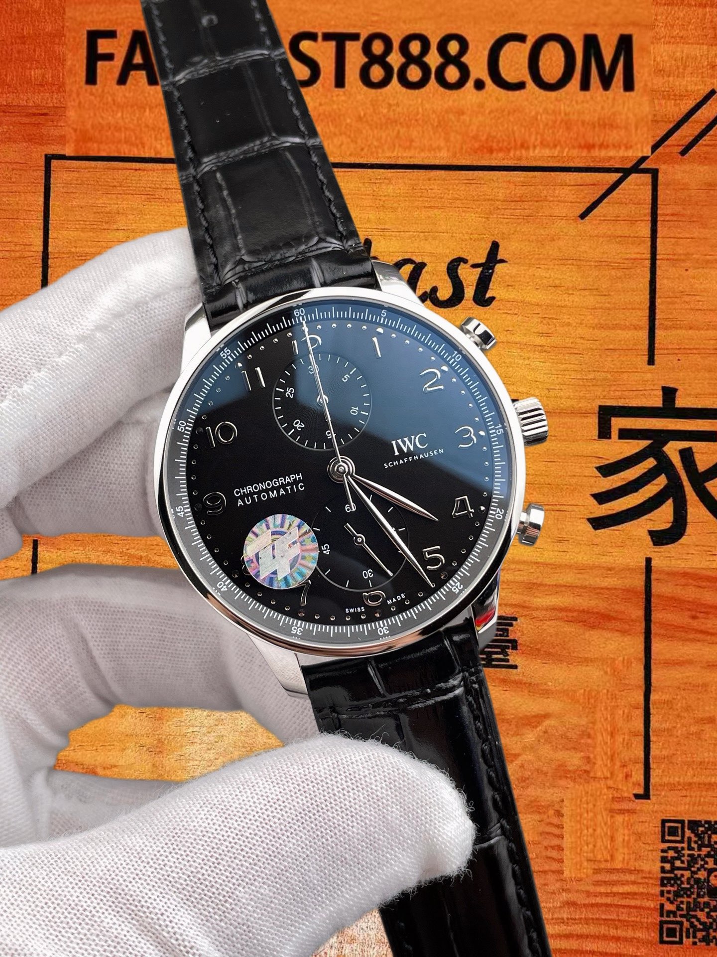 高仿IWC萬國-葡萄牙計時-黑盤透底-41mm-AZ廠 實拍 2