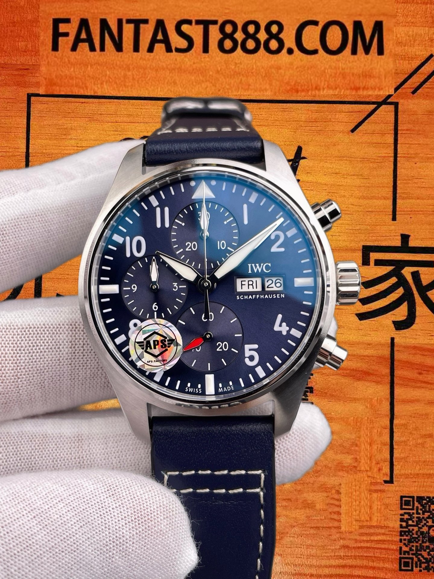 高仿IWC萬國-飛行員飛計-藍盤透底-41mm-一體機69385-APS廠 實拍 3