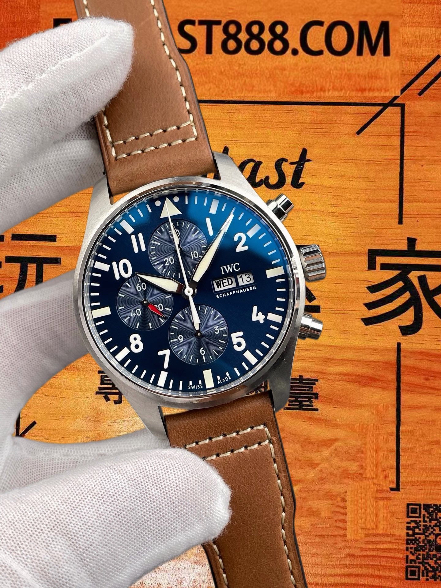 高仿IWC萬國-飛行員小王子計時-藍盤-41mm-AZ廠-7750機 實拍 2