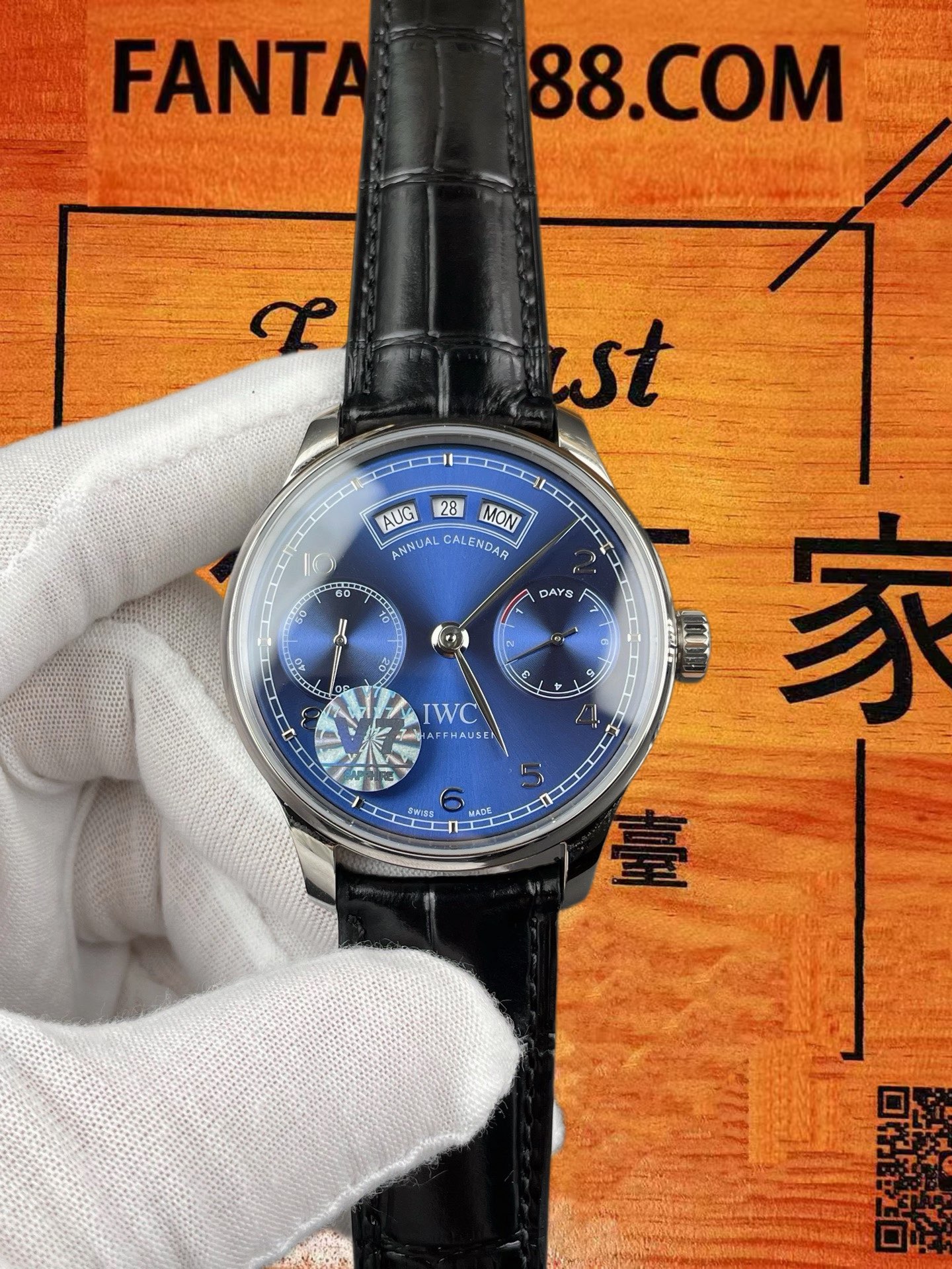 高仿IWC萬國-葡萄牙年曆-藍盤鋼殼-44mm-V7廠-IW503501 實拍 1