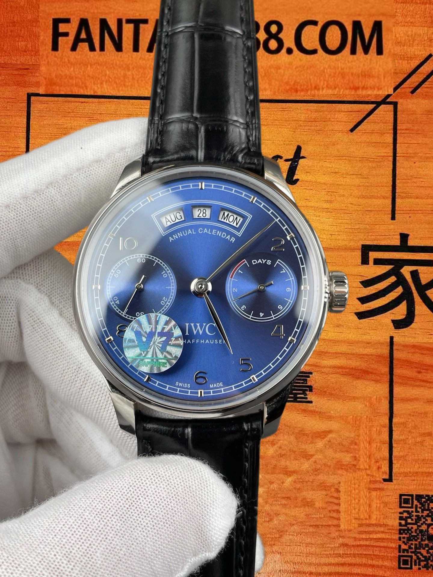 高仿IWC萬國-葡萄牙年曆-藍盤鋼殼-44mm-V7廠-IW503501 實拍 3