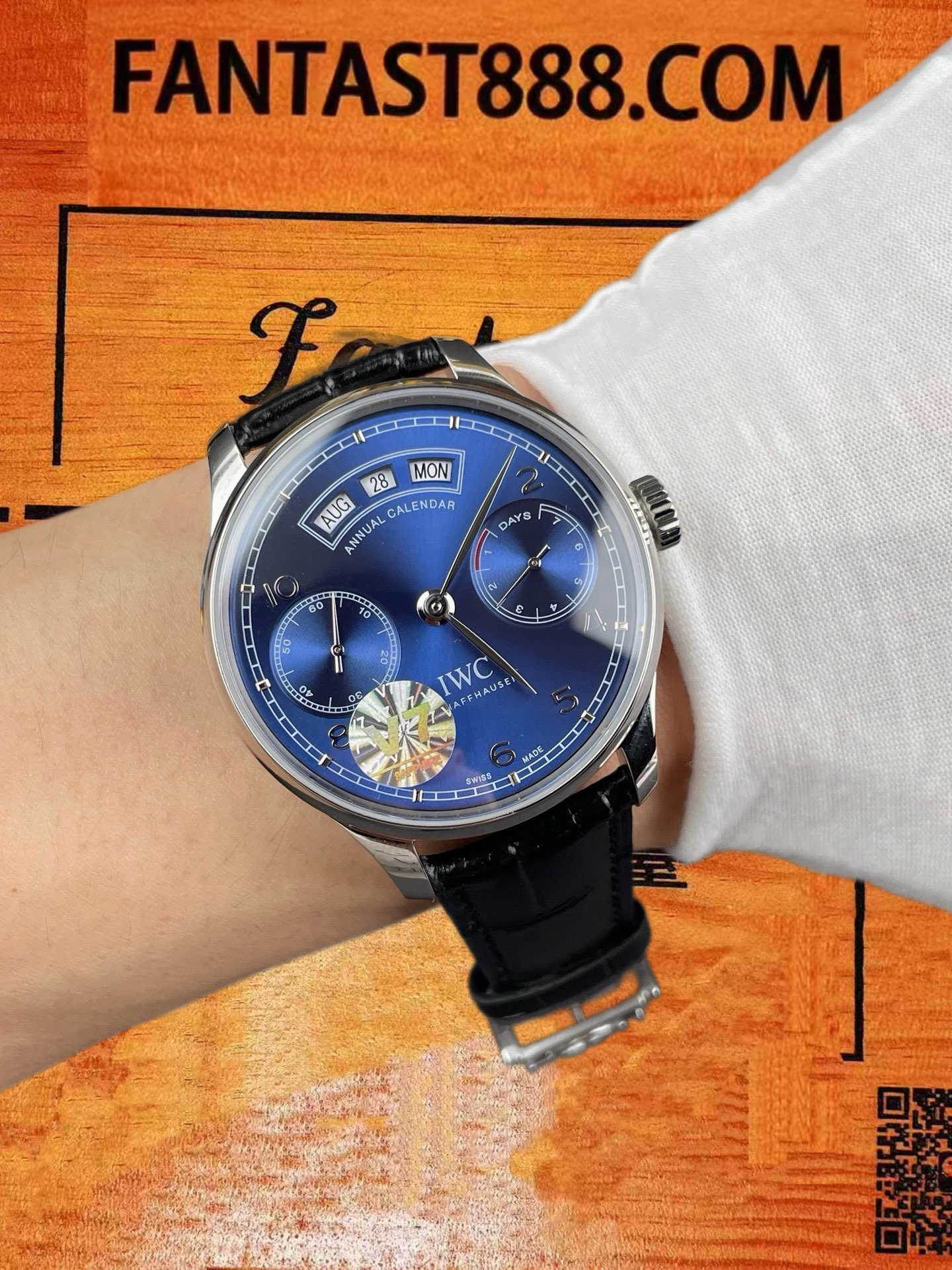 高仿IWC萬國-葡萄牙年曆-藍盤鋼殼-44mm-V7廠-IW503501 實拍 9