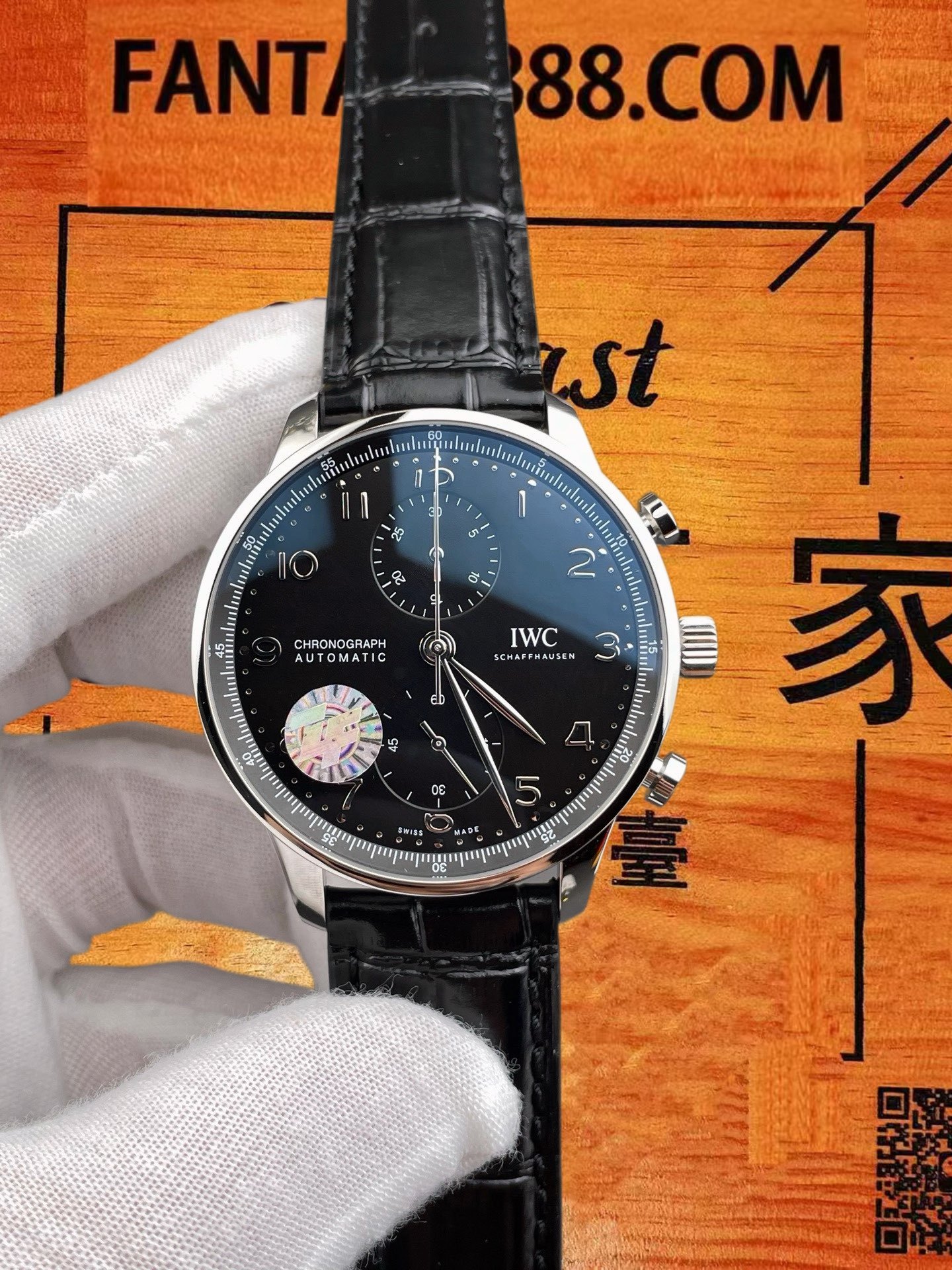 高仿IWC萬國-葡萄牙計時-黑盤透底-41mm-AZ廠