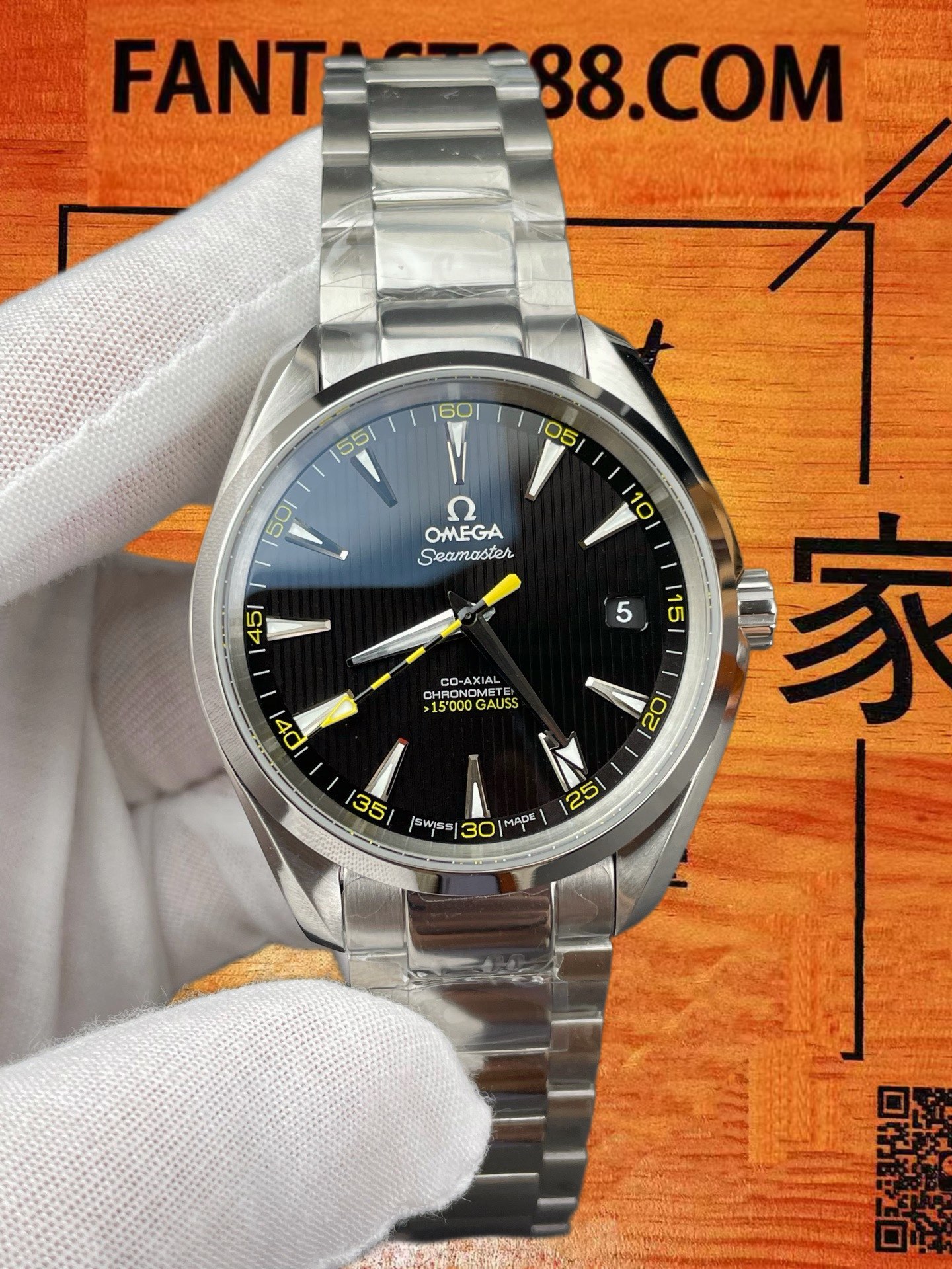 高仿歐米茄-海馬150米Aqua Terra-大黃蜂-黑盤黃針-41mm-8900機芯-VS廠 實拍 3