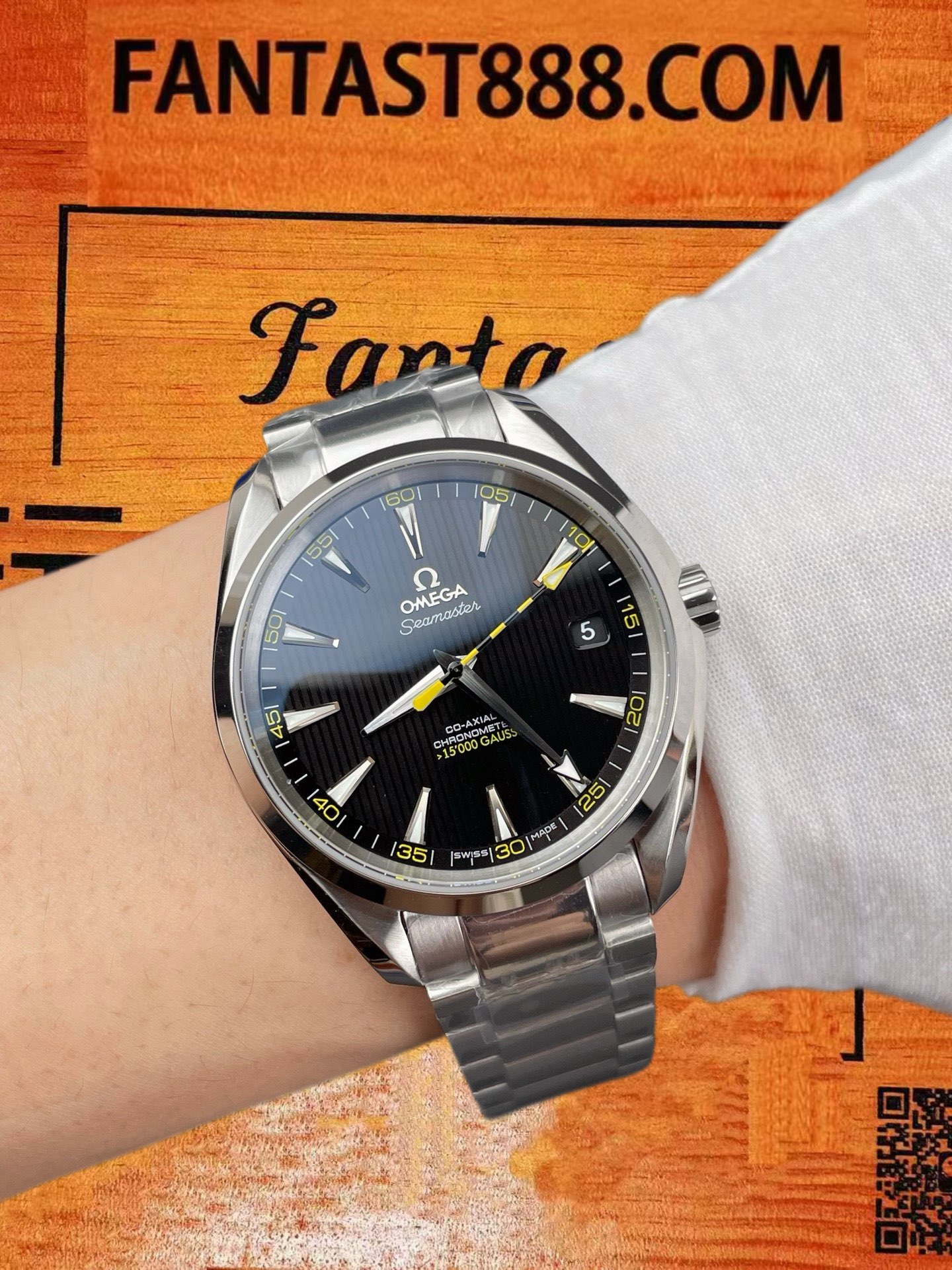 高仿歐米茄-海馬150米Aqua Terra-大黃蜂-黑盤黃針-41mm-8900機芯-VS廠 實拍 9