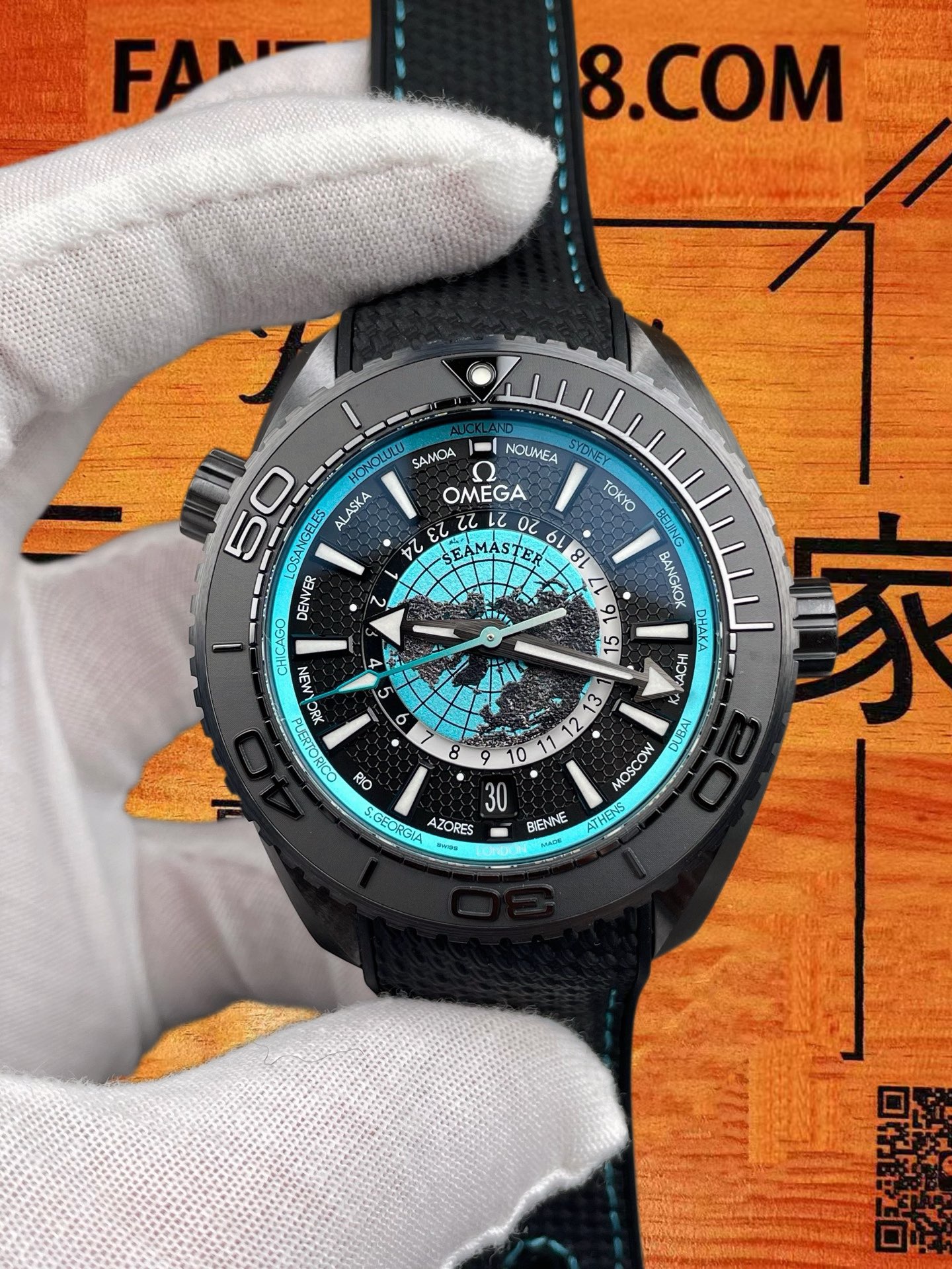 高仿歐米茄-海馬600米Planet Ocean-GMT世界時黑武士-45.5mm-8938機芯-VS廠 實拍 3
