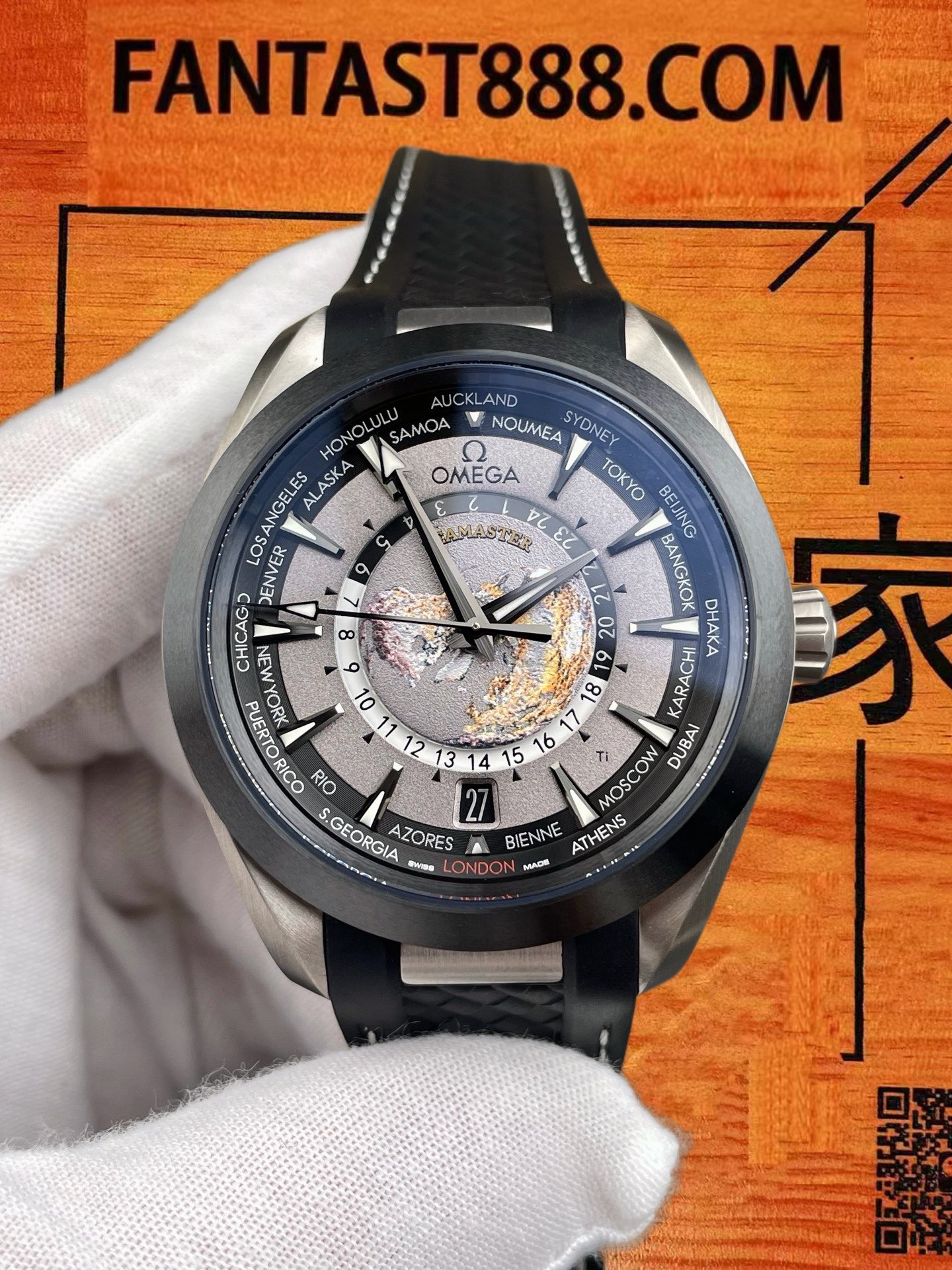 高仿VS廠歐米茄海馬150世界時黑鈦43mm/8938機/正品公價¥76000 實拍 3