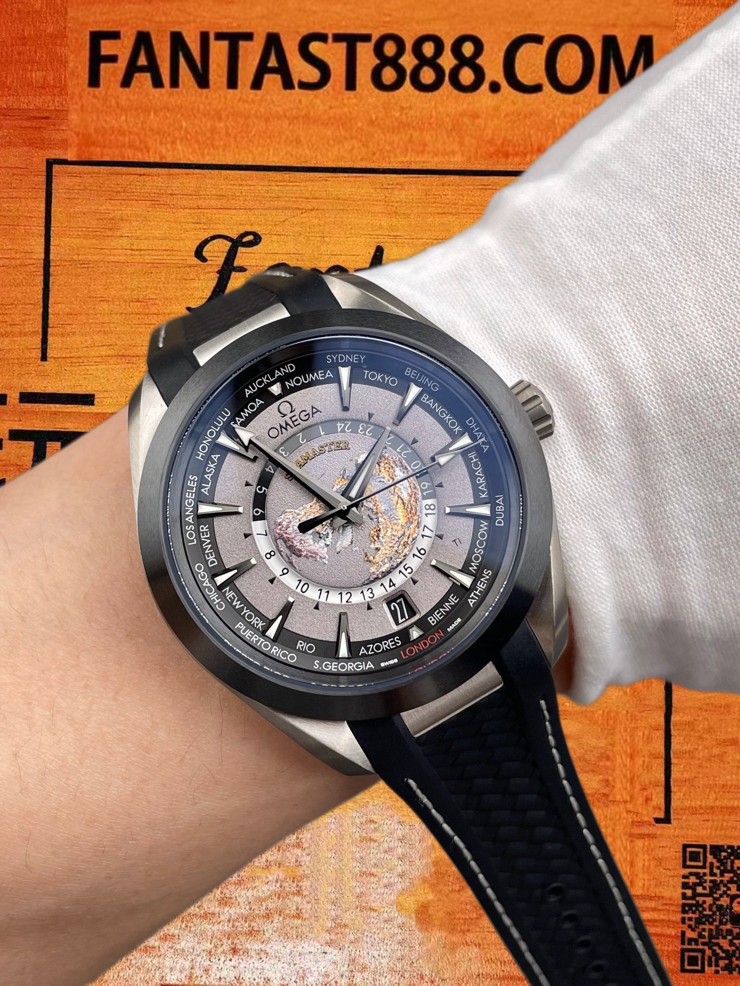高仿VS廠歐米茄海馬150世界時黑鈦43mm/8938機/正品公價¥76000 實拍 9