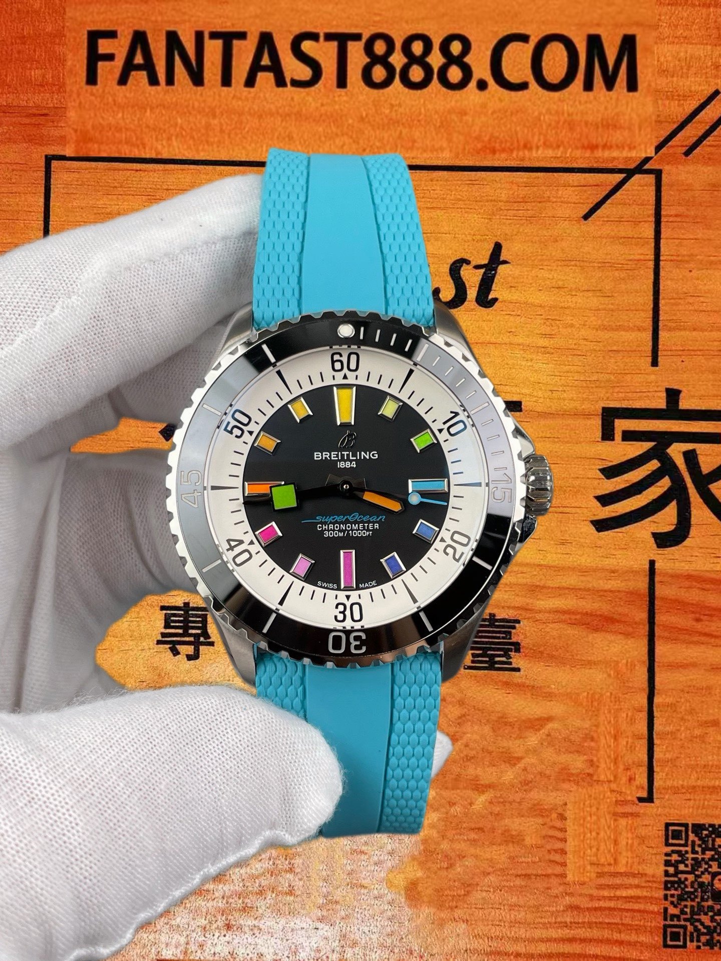 高仿百年靈-超級海洋彩色盤-天藍膠帶-42mm-2824機芯-BLS廠