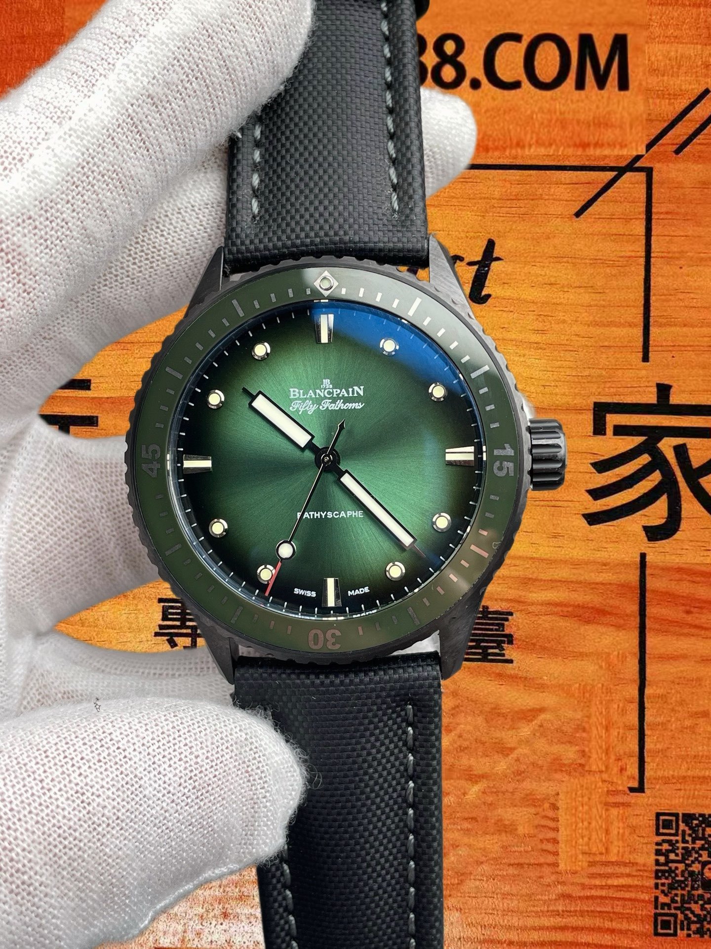 高仿TW廠寶珀-五十噚-Fifty Fathoms-極光綠-43.6mm-1315機芯