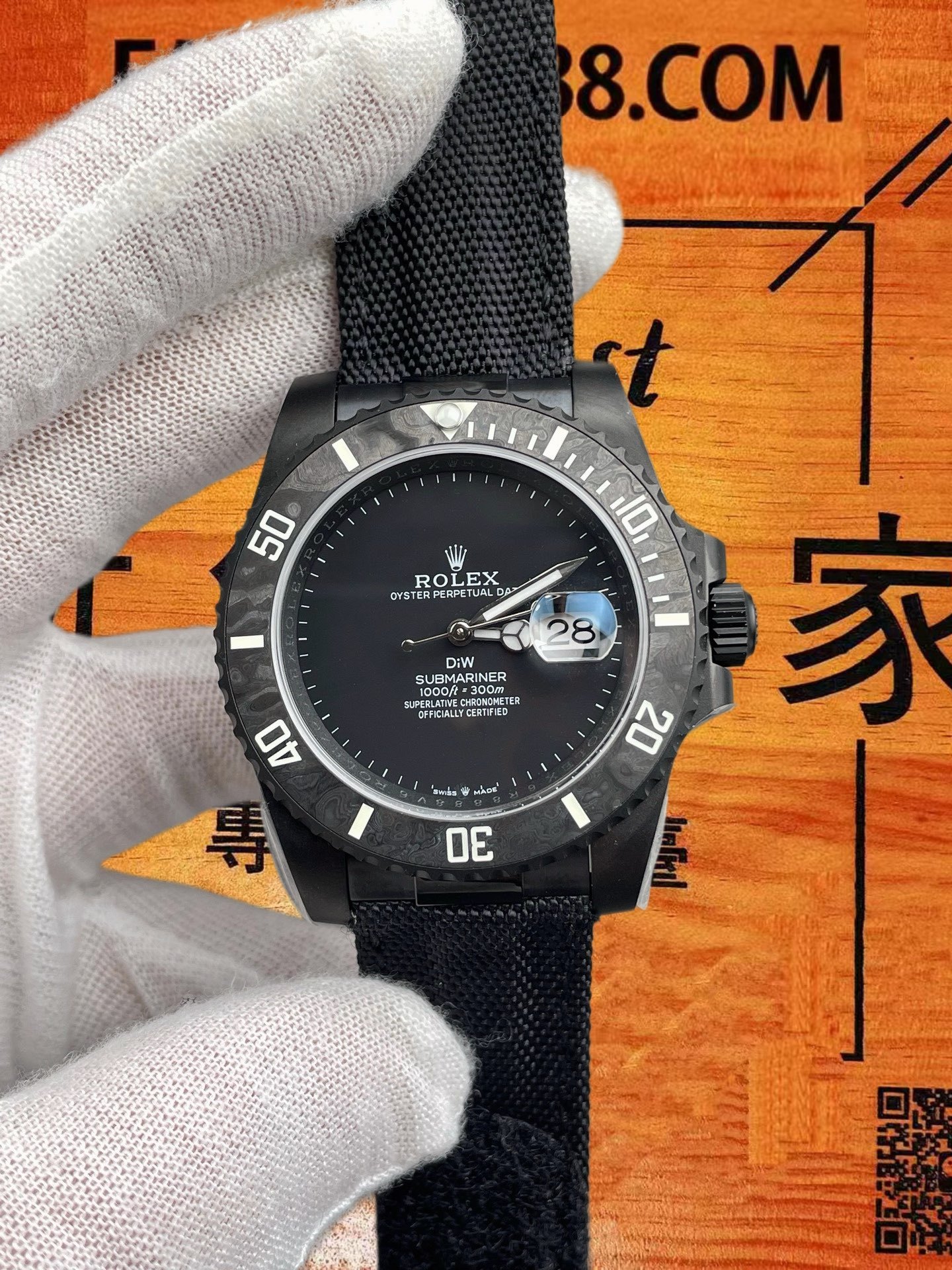 高仿DIW定製勞力士-黑水鬼Submariner-全黑陶瓷-41mm-碳纖維圈-3135機芯