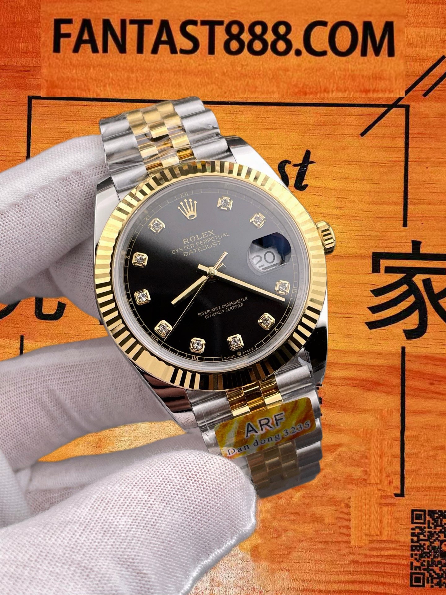 高仿ARF廠勞力士Datejust 41間金黑金鑽刻日誌/丹東3235機芯/正品公價¥105000 實拍 2