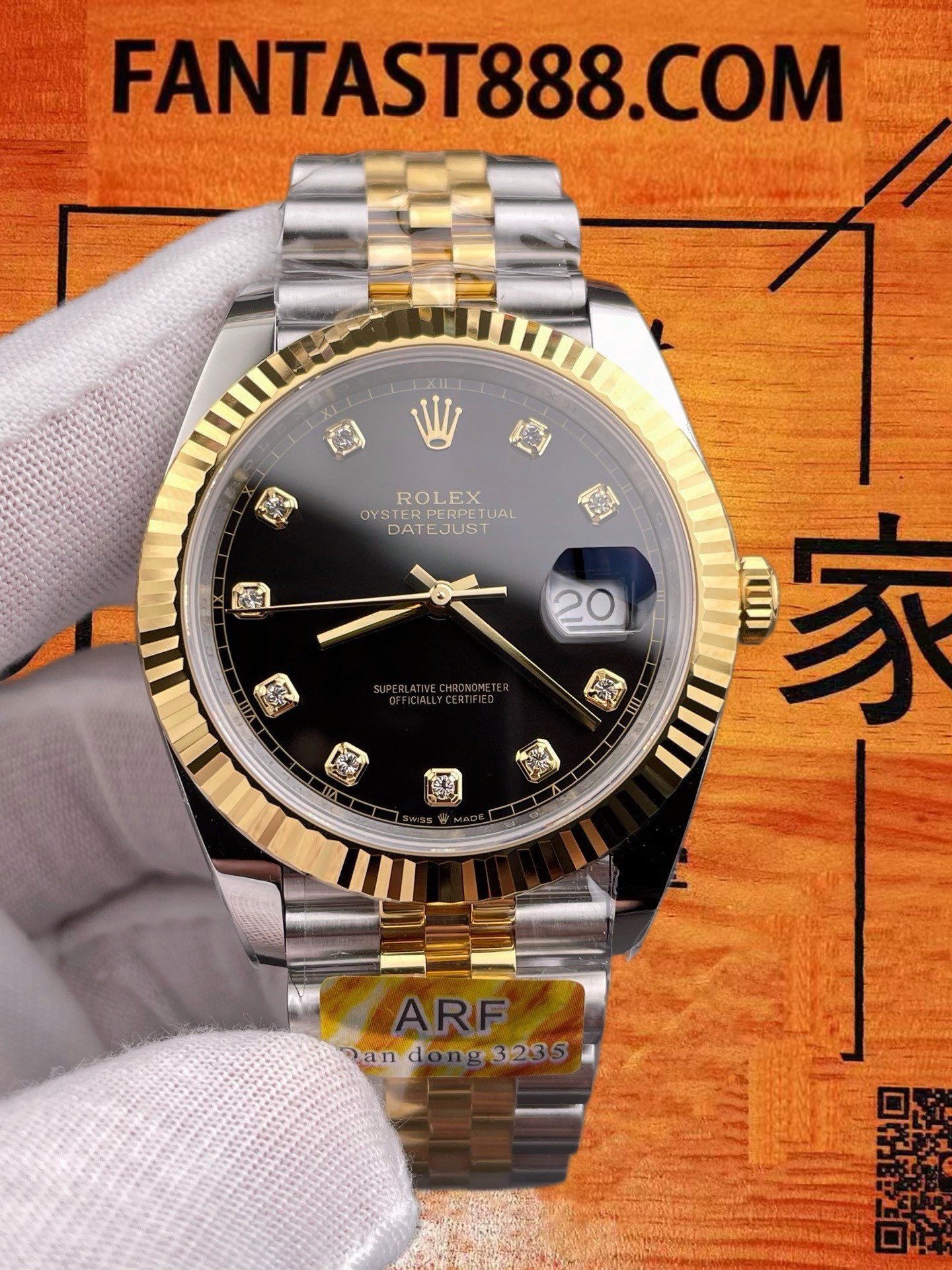高仿ARF廠勞力士Datejust 41間金黑金鑽刻日誌/丹東3235機芯/正品公價¥105000 實拍 3