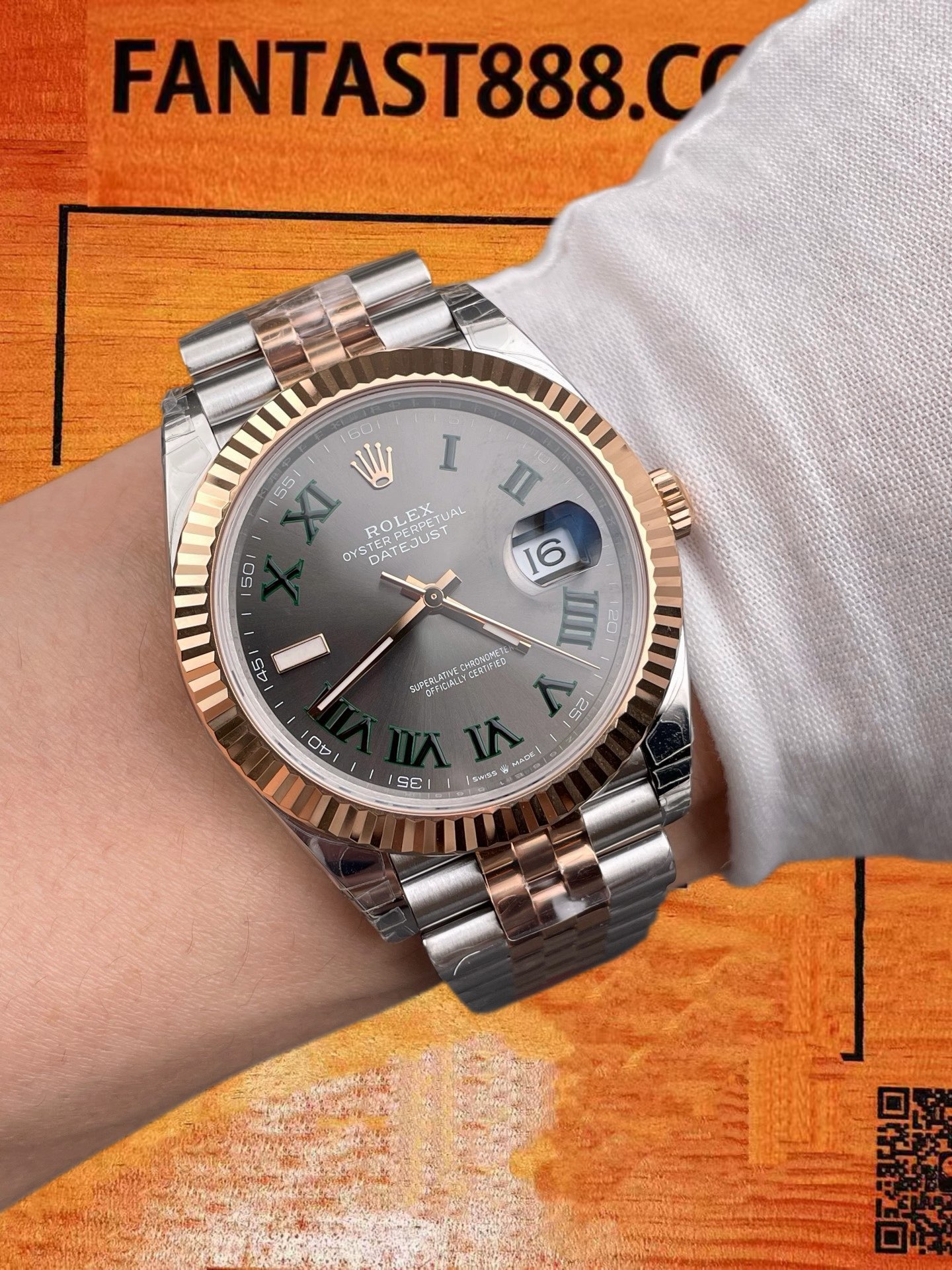 高仿VS廠勞力士Datejust 41日誌間玫金綠蘿灰盤/VS自研3235一體機芯/正品公價¥105000 實拍 9