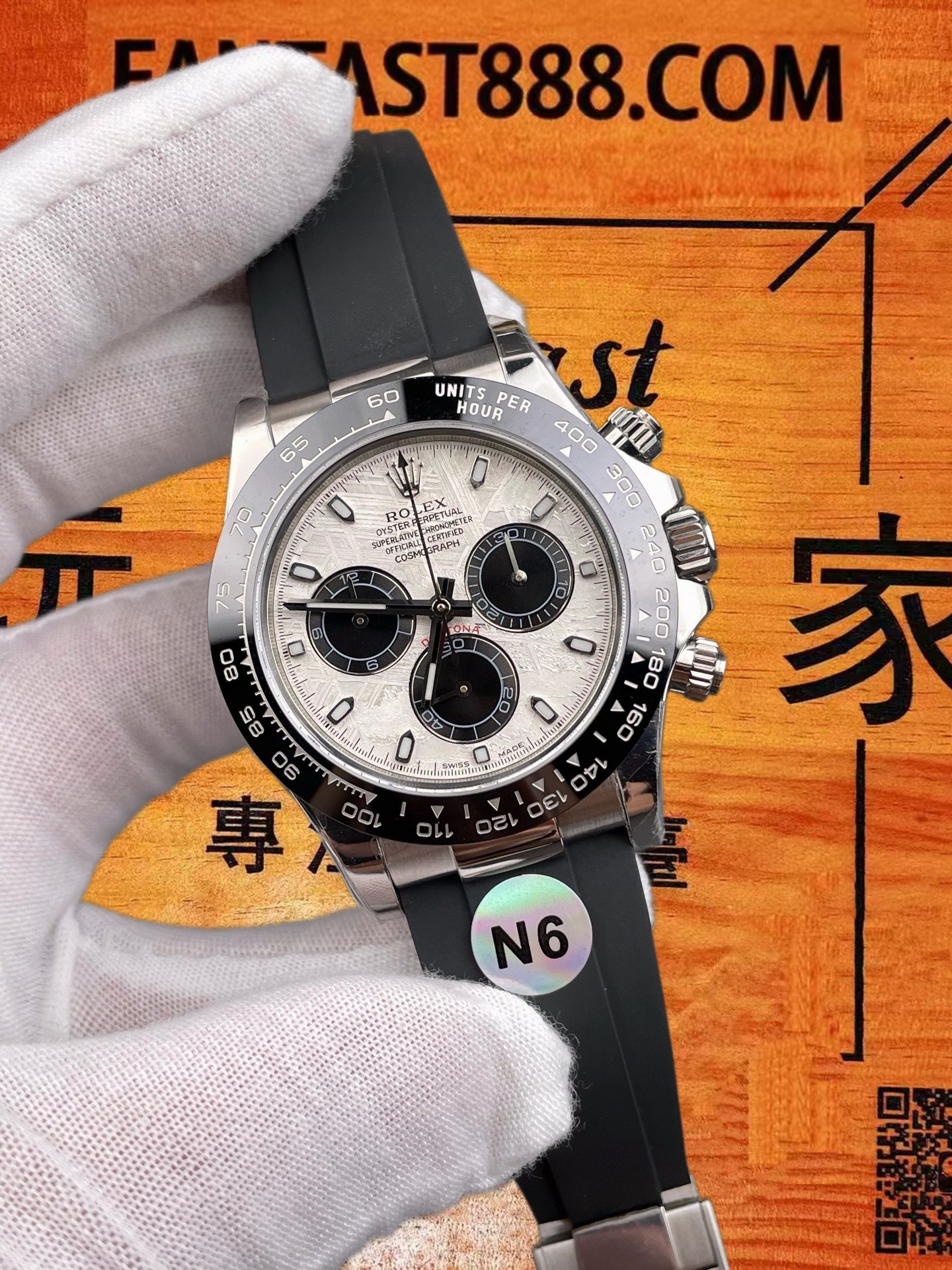 高仿N6廠勞力士Daytona 40迪通拿陨石面/4130改製機芯/黑色陶瓷圈Oysterflex/正品公價¥350000 實拍 2
