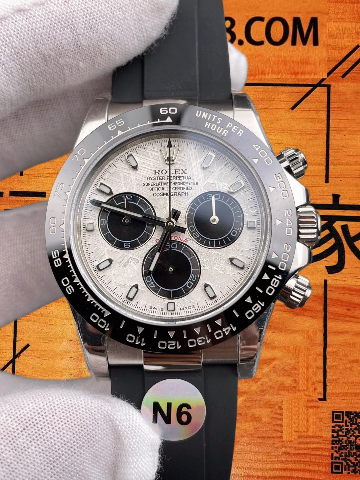 高仿N6廠勞力士Daytona 40迪通拿陨石面/4130改製機芯/黑色陶瓷圈Oysterflex/正品公價¥350000 實拍 3