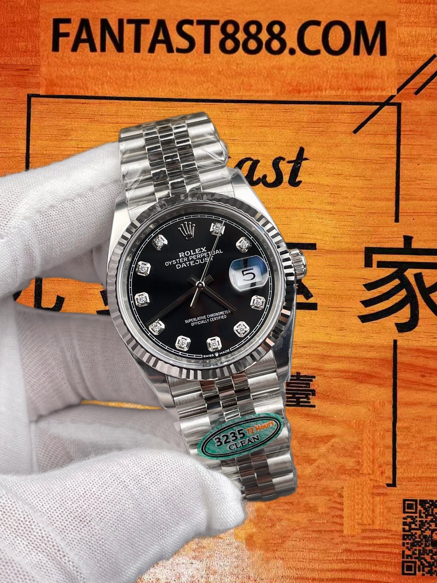 高仿C廠Clean Plus勞力士Datejust 36日誌黑盤鑽刻/丹東3235機芯/正品公價¥90000 實拍 2