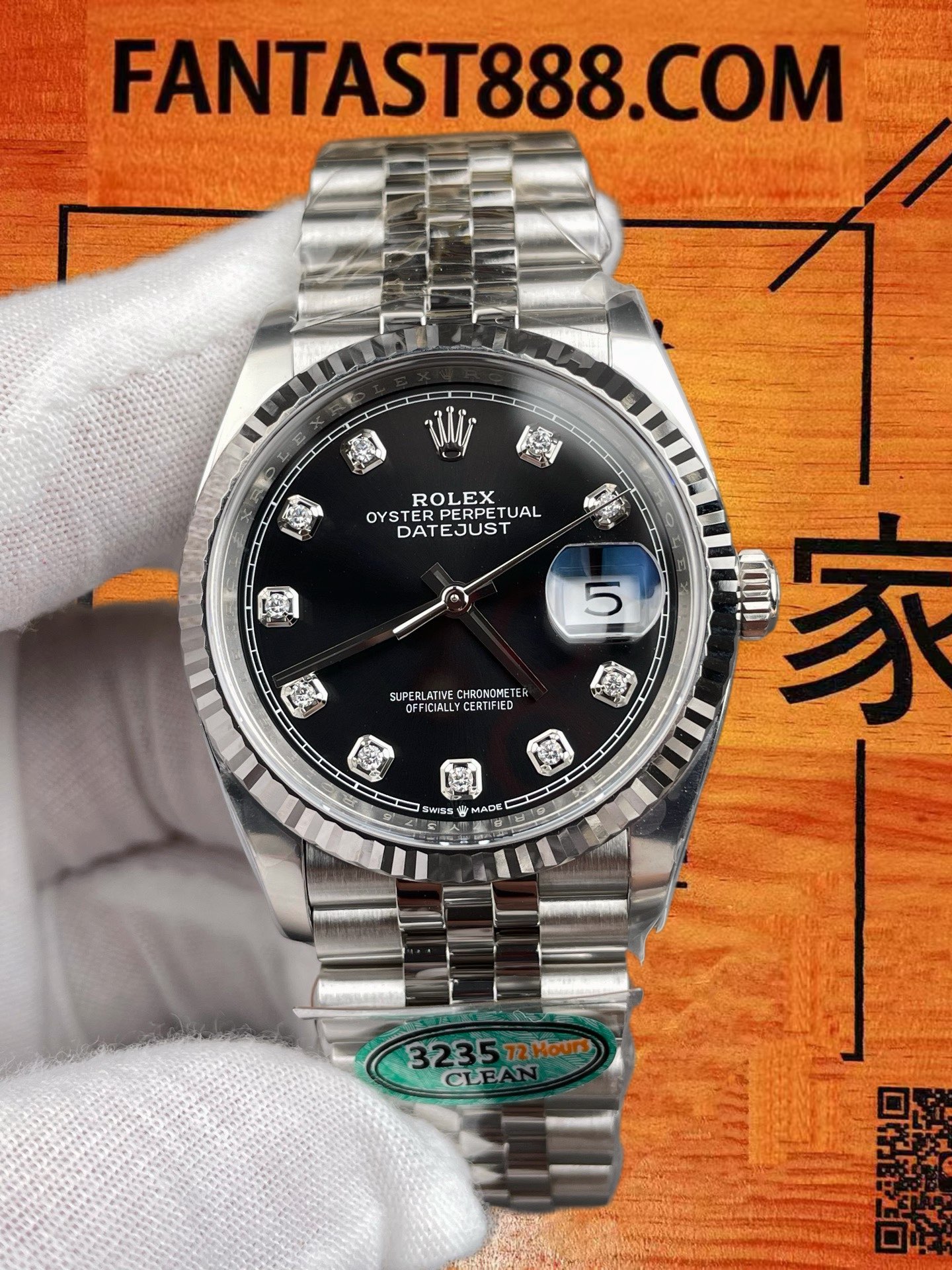 高仿C廠Clean Plus勞力士Datejust 36日誌黑盤鑽刻/丹東3235機芯/正品公價¥90000 實拍 3