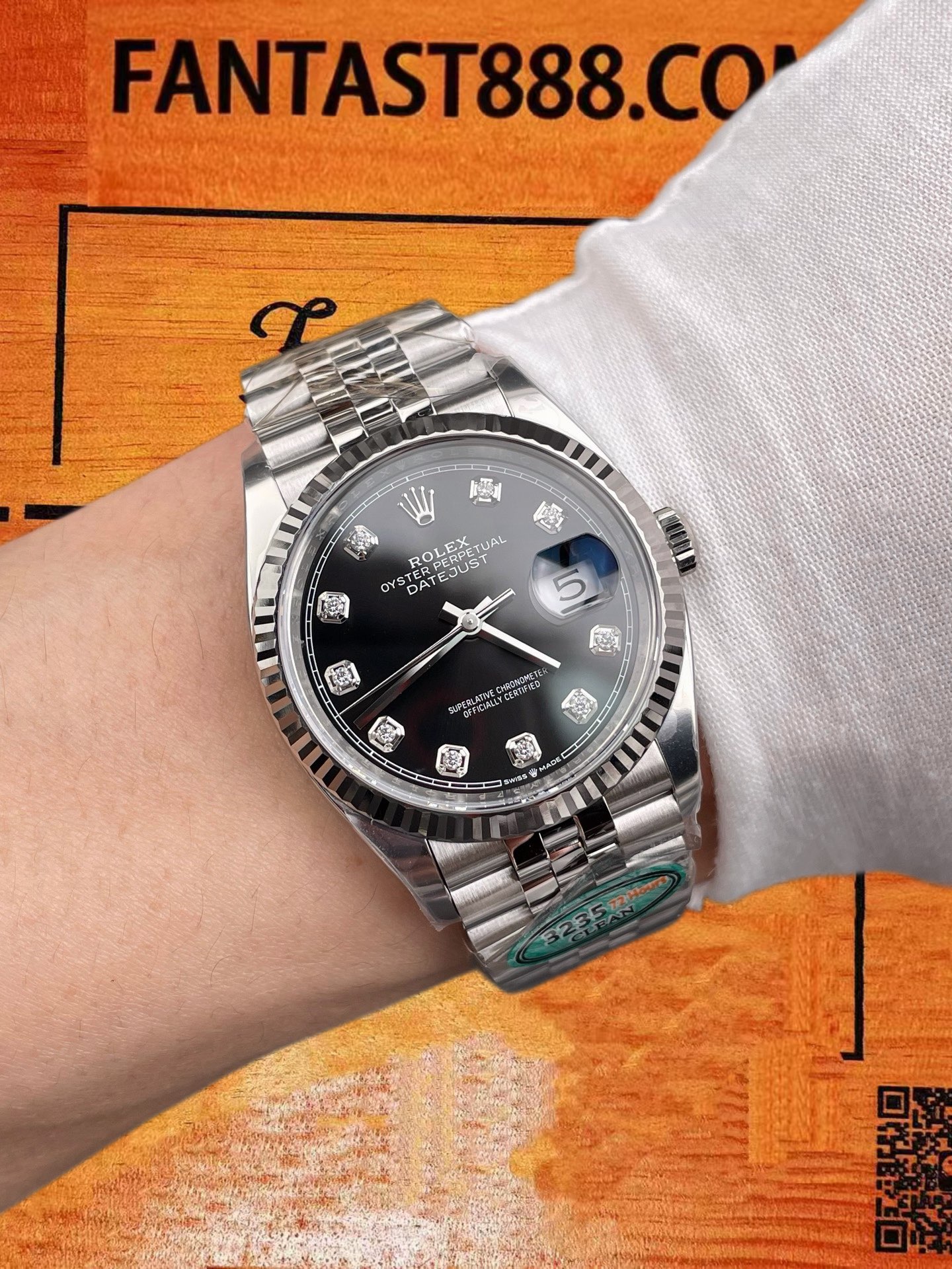 高仿C廠Clean Plus勞力士Datejust 36日誌黑盤鑽刻/丹東3235機芯/正品公價¥90000 實拍 9