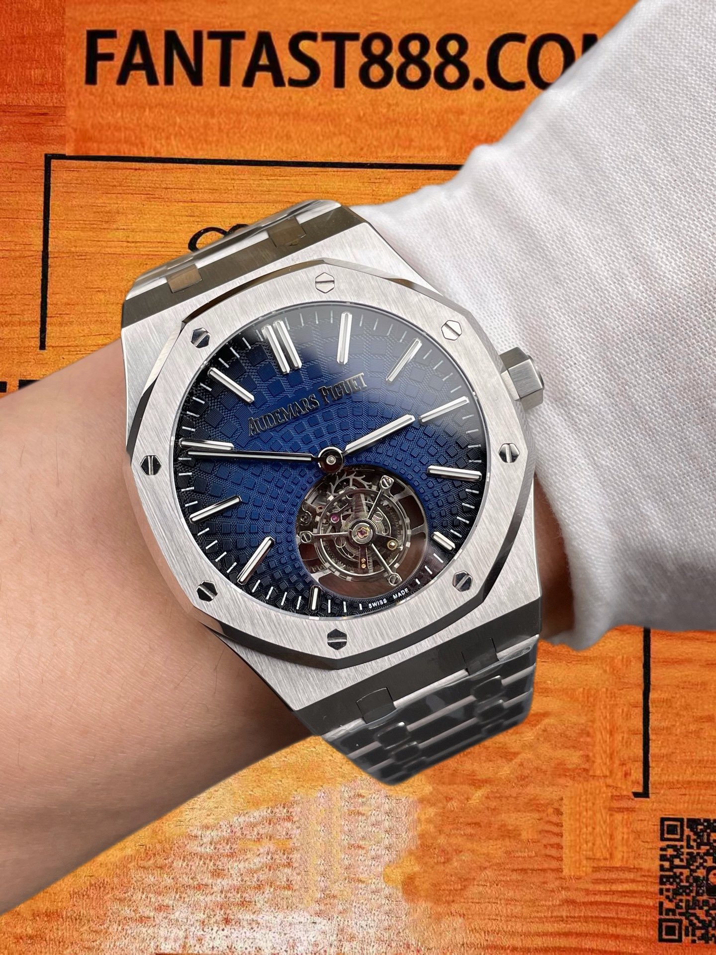 高仿BBS廠愛彼皇家橡樹Royal Oak 26530ST精鋼煙燻藍自動陀飛輪40mm/正品公價¥850000 實拍 9