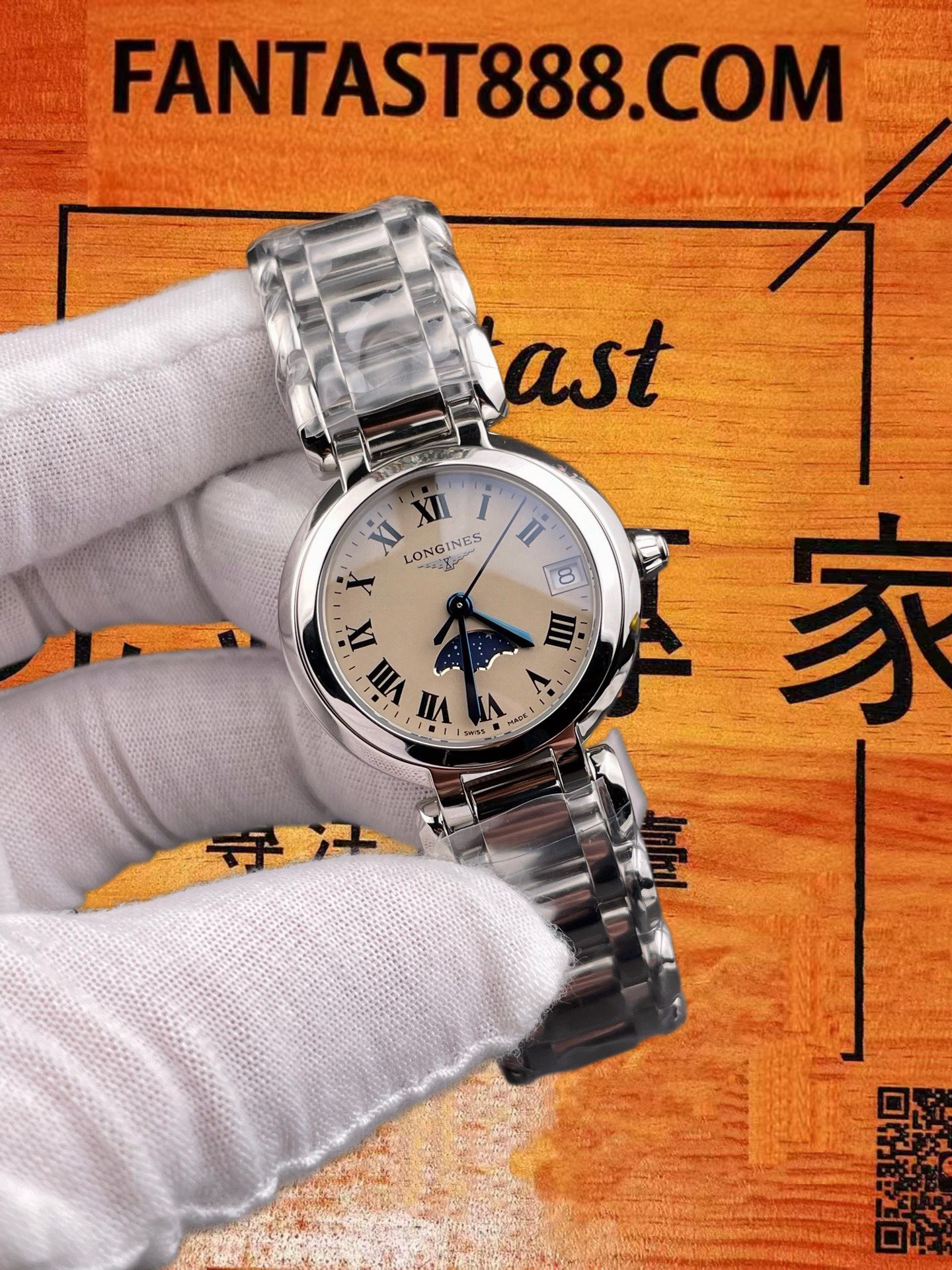 高仿ETC廠浪琴Longines PrimaLuna心月30.5mm精鋼銀盤月相石英女錶/電池機芯無動力限制/正品公價¥8910 實拍 2