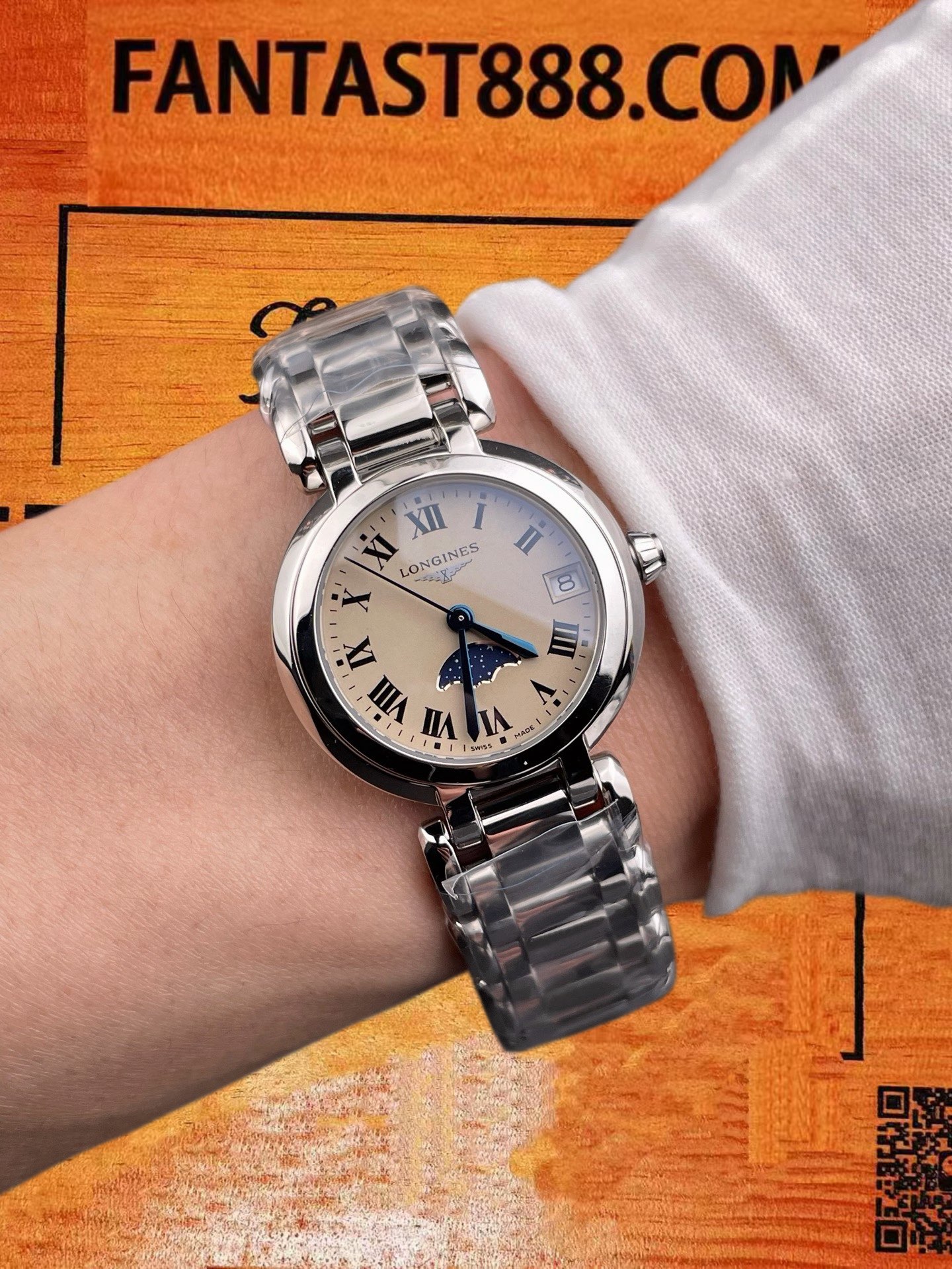 高仿ETC廠浪琴Longines PrimaLuna心月30.5mm精鋼銀盤月相石英女錶/電池機芯無動力限制/正品公價¥8910 實拍 9