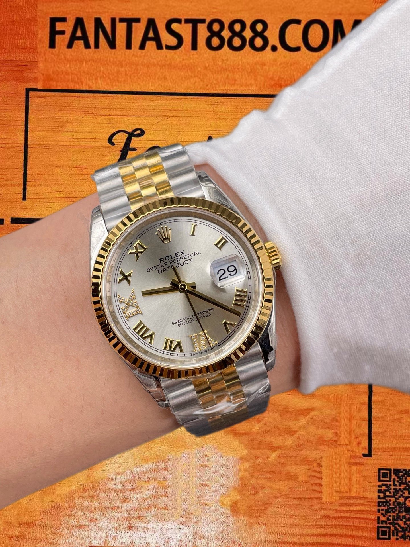 高仿VS廠勞力士Datejust 36日誌間金銀羅馬字/VS自研3235機芯70小時動儲/正品公價¥71000 實拍 9