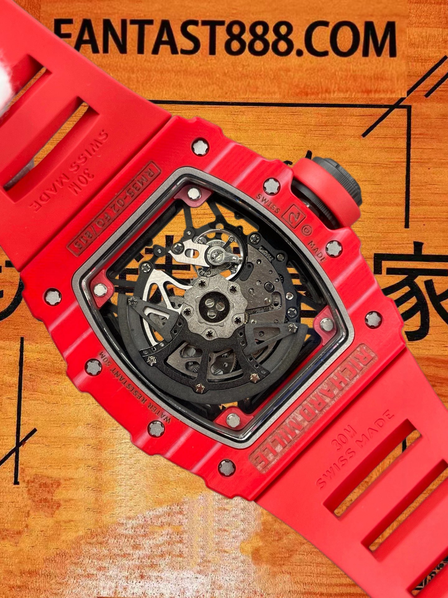 高仿米勒工作室改裝理查德米勒Richard Mille RM 35-02 RAFA納達爾紅色石英纖維TPT/42.7mm桶形改製無卡度機芯/正品公價¥3500000 實拍 5