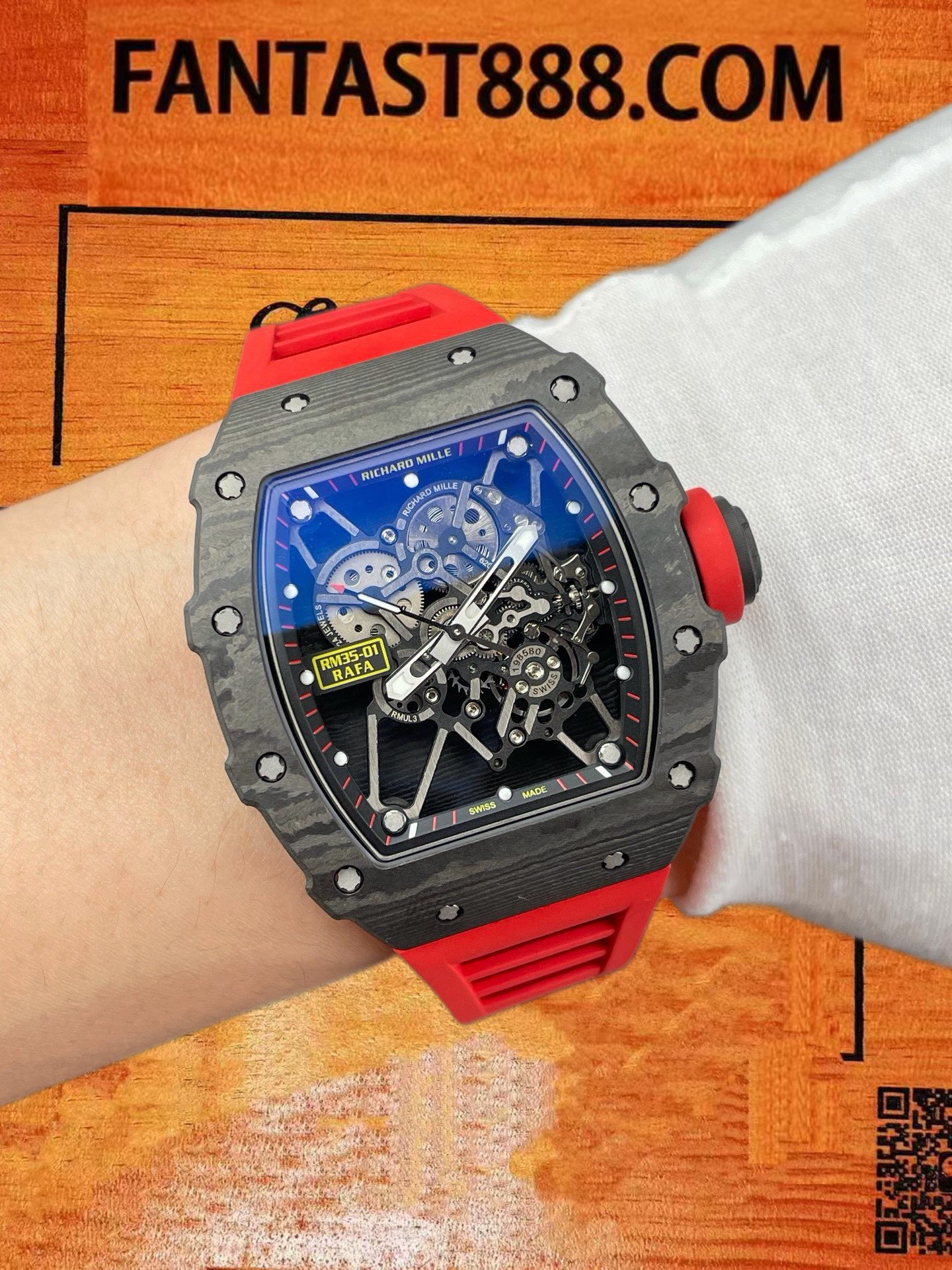 高仿米勒工作室改裝理查德米勒Richard Mille RM 35-01 RAFA納達爾黑色碳纖維TPT/42.7mm桶形改製無卡度機芯/正品公價¥2800000 實拍 9