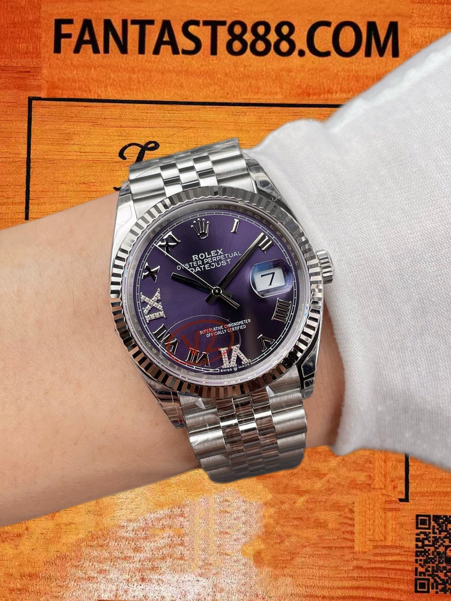 高仿VS廠勞力士Datejust 36日誌紫羅馬字V2版/VS自研3235機芯70小時動儲配重121G/正品公價¥68000 實拍 9