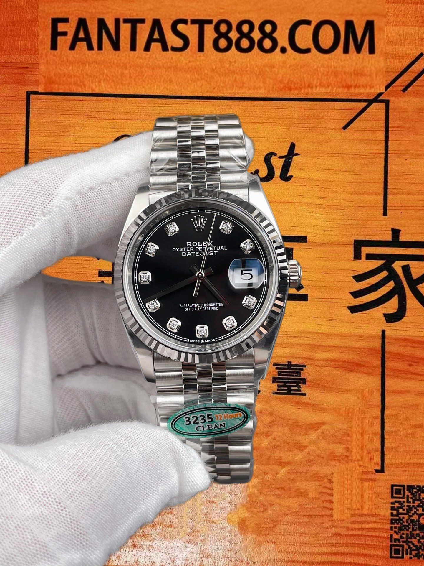 高仿C廠Clean Plus勞力士Datejust 36日誌黑盤鑽刻/丹東3235機芯/正品公價¥90000
