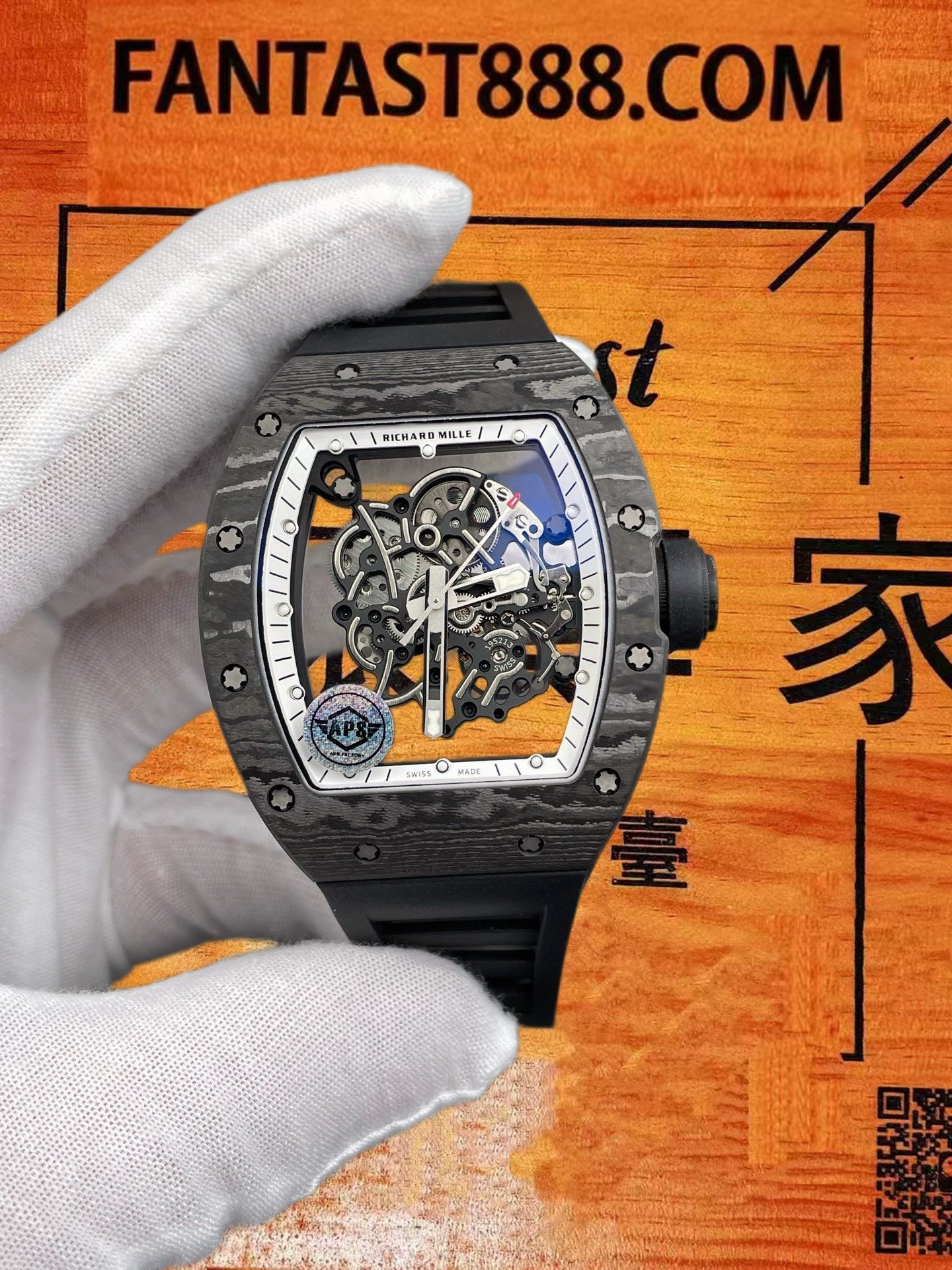 高仿APS廠理查德米勒RM 011 Felipe Massa黑白碳NTPT桶形42.7mm/RMUL2飛返計時/正品公價¥1500000