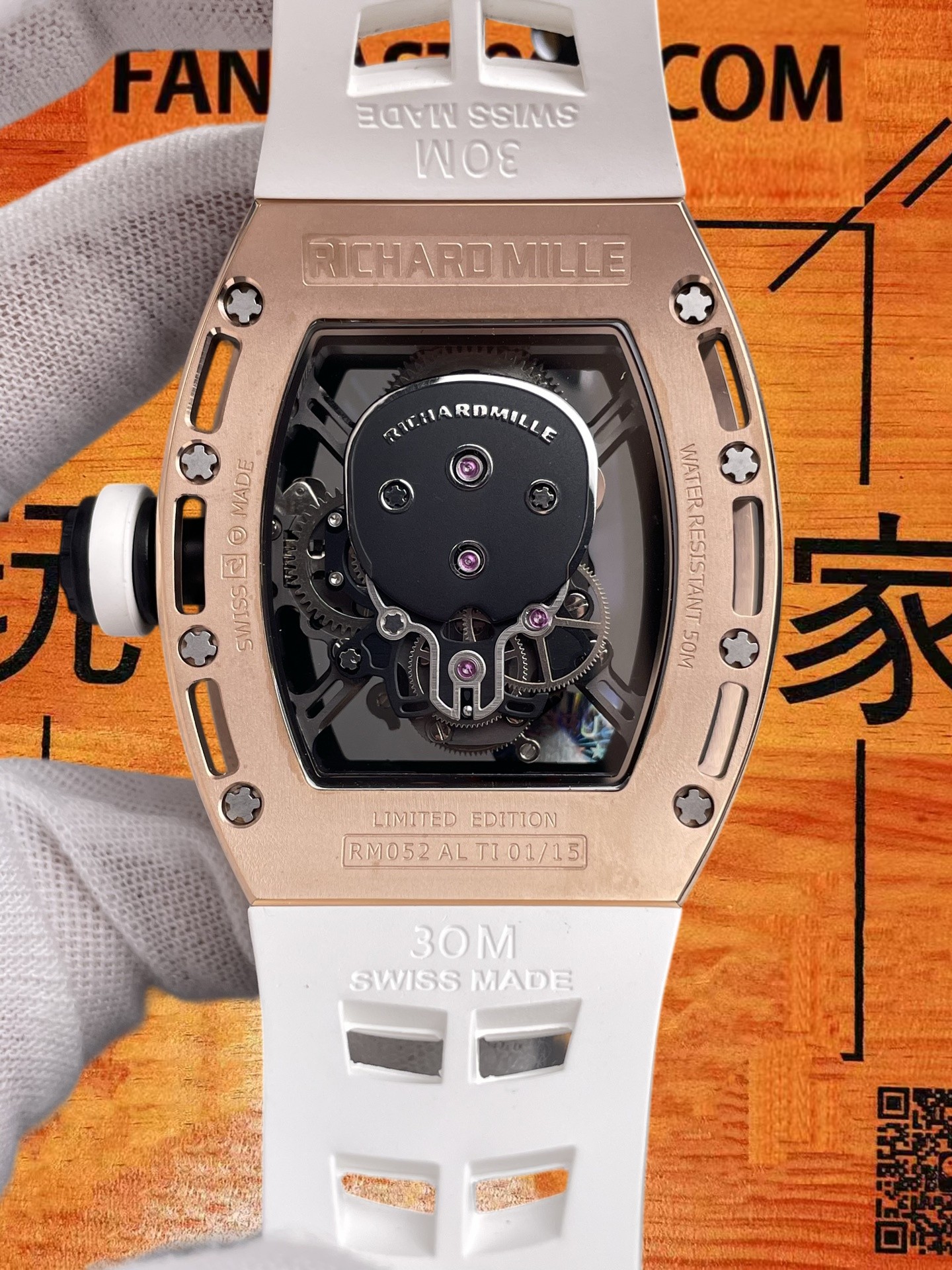 RM052玫金骷髅頭陀飛輪