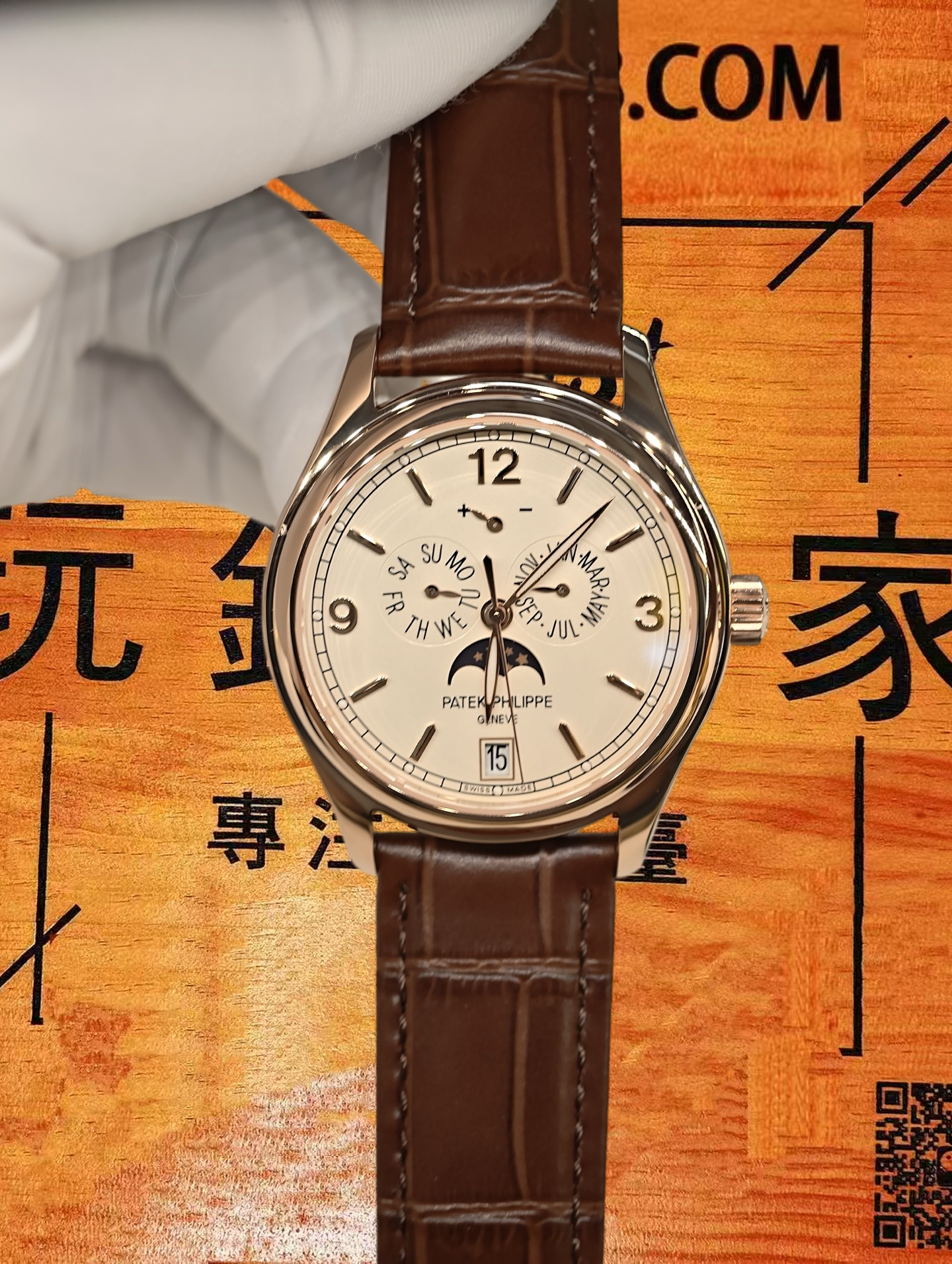 高仿私人改裝-百達翡麗-年曆5146R 月相雙眼 玫瑰金 39mm 復刻腕錶 實拍