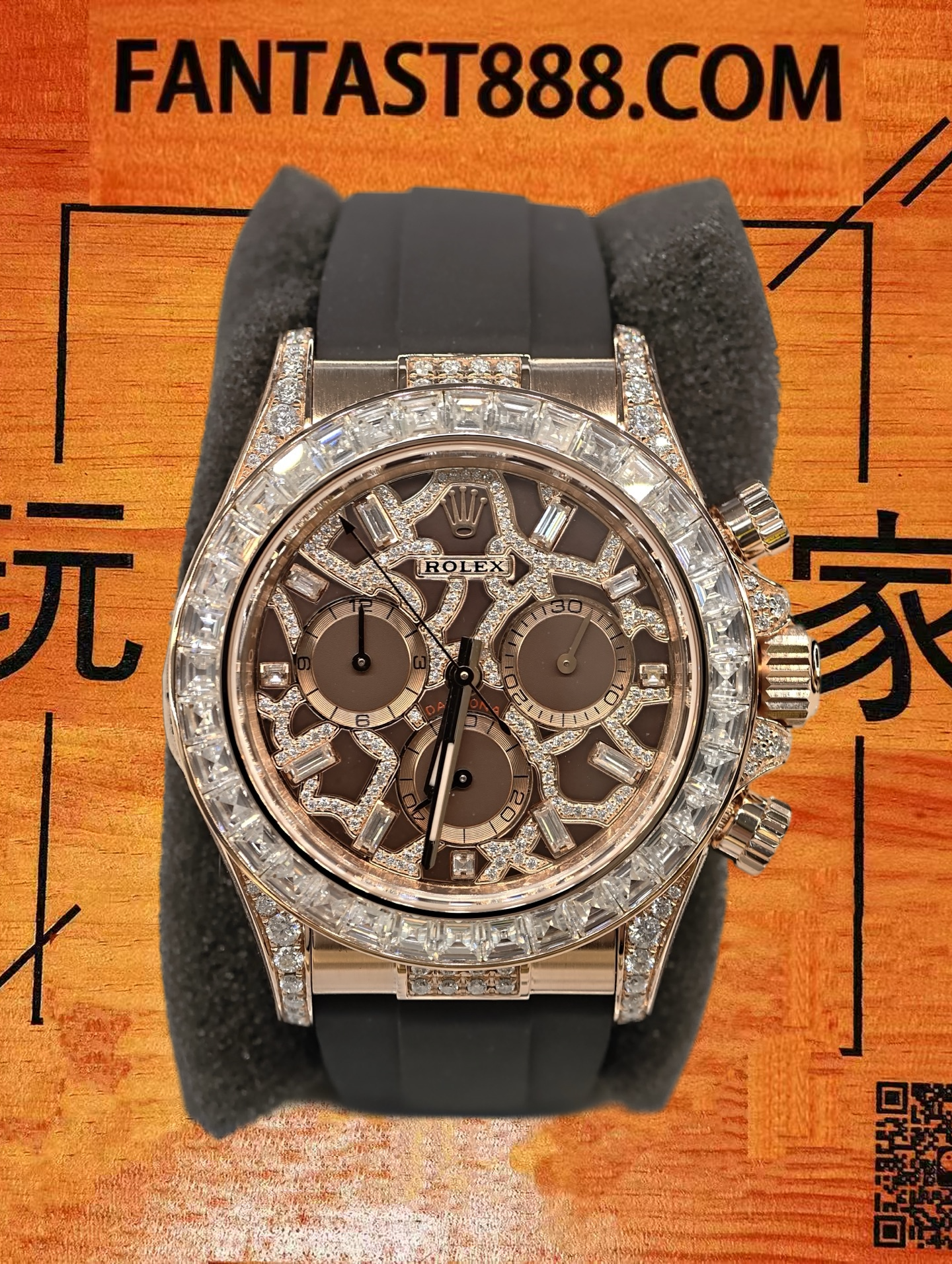 高仿私人改裝-勞力士-迪通拿116515 長頸鹿紋滿鑽 玫瑰金 40mm 復刻腕錶