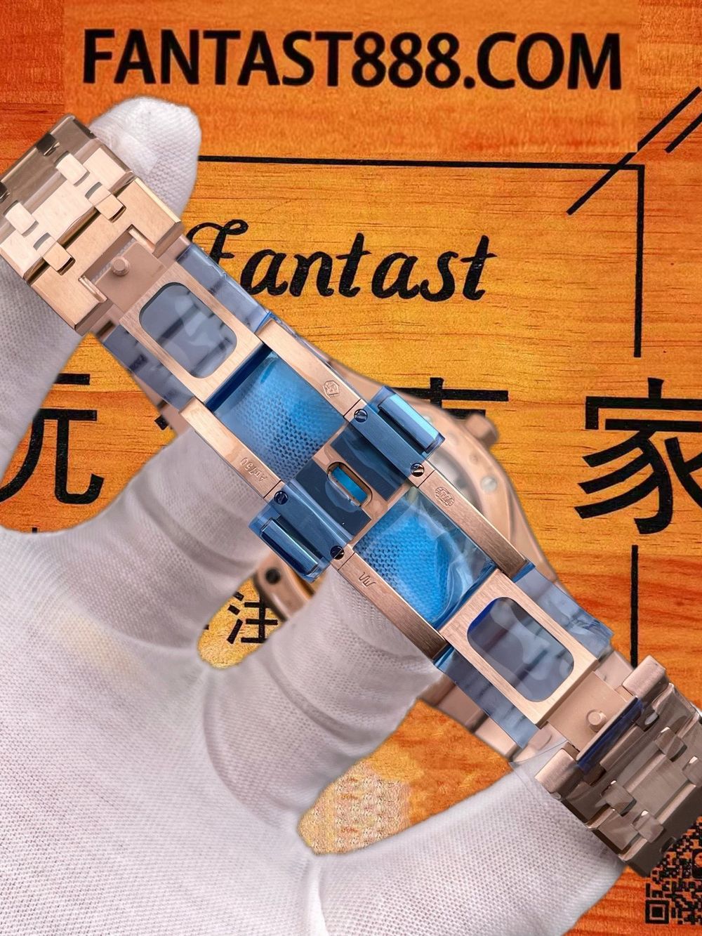 高仿APS廠愛彼皇家橡樹15510玫瑰金藍盤 41mm實拍圖7