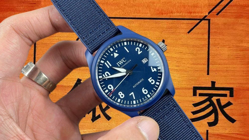 高仿M+廠IWC馬克十八最藍的藍陶瓷藍盤 40mm