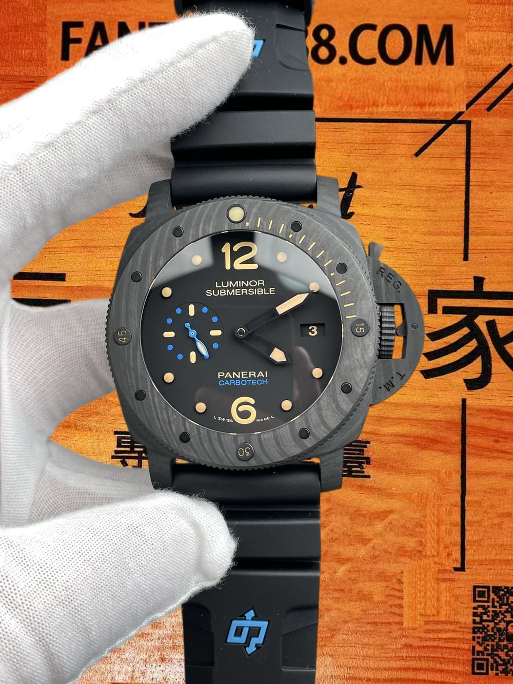 高仿VS廠沛納海潛行PAM616碳纖維藍秒針 47mm實拍圖1
