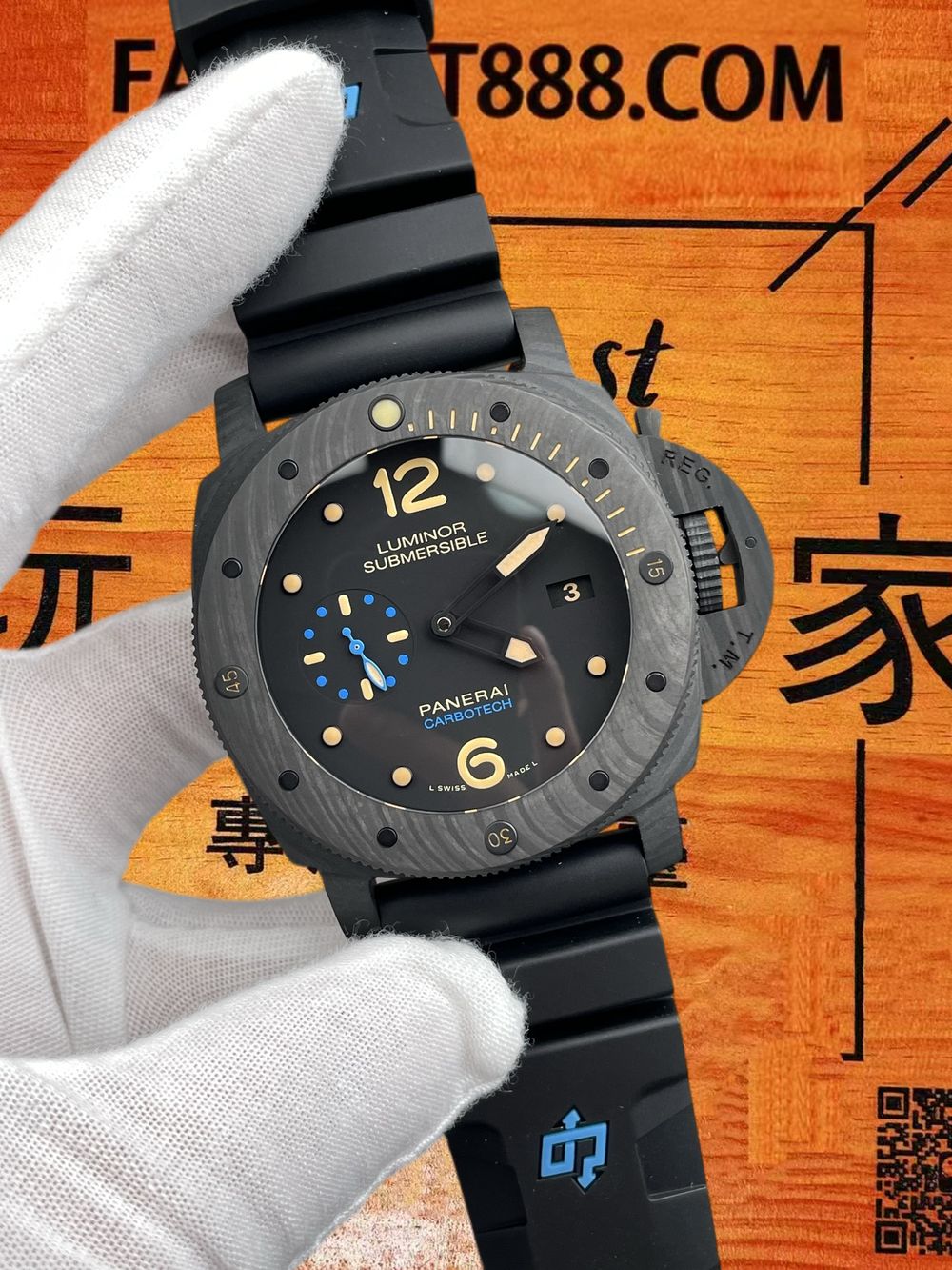 高仿VS廠沛納海潛行PAM616碳纖維藍秒針 47mm實拍圖2